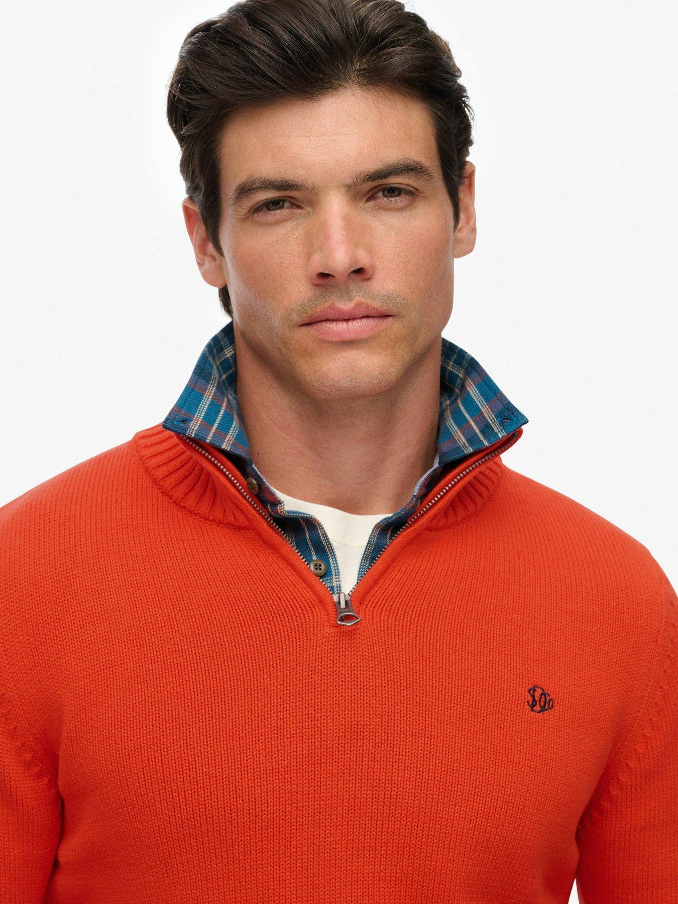 Image 5 of 6 of Superdry Mens Slim Fit Half Zip Trucker Neck Jumper - Orange