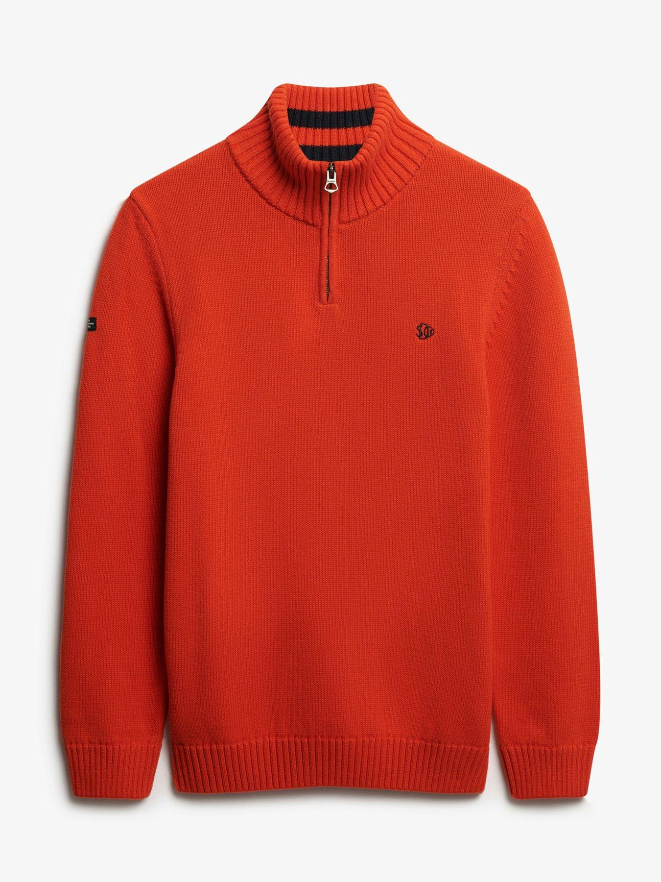 Image 6 of 6 of Superdry Mens Slim Fit Half Zip Trucker Neck Jumper - Orange
