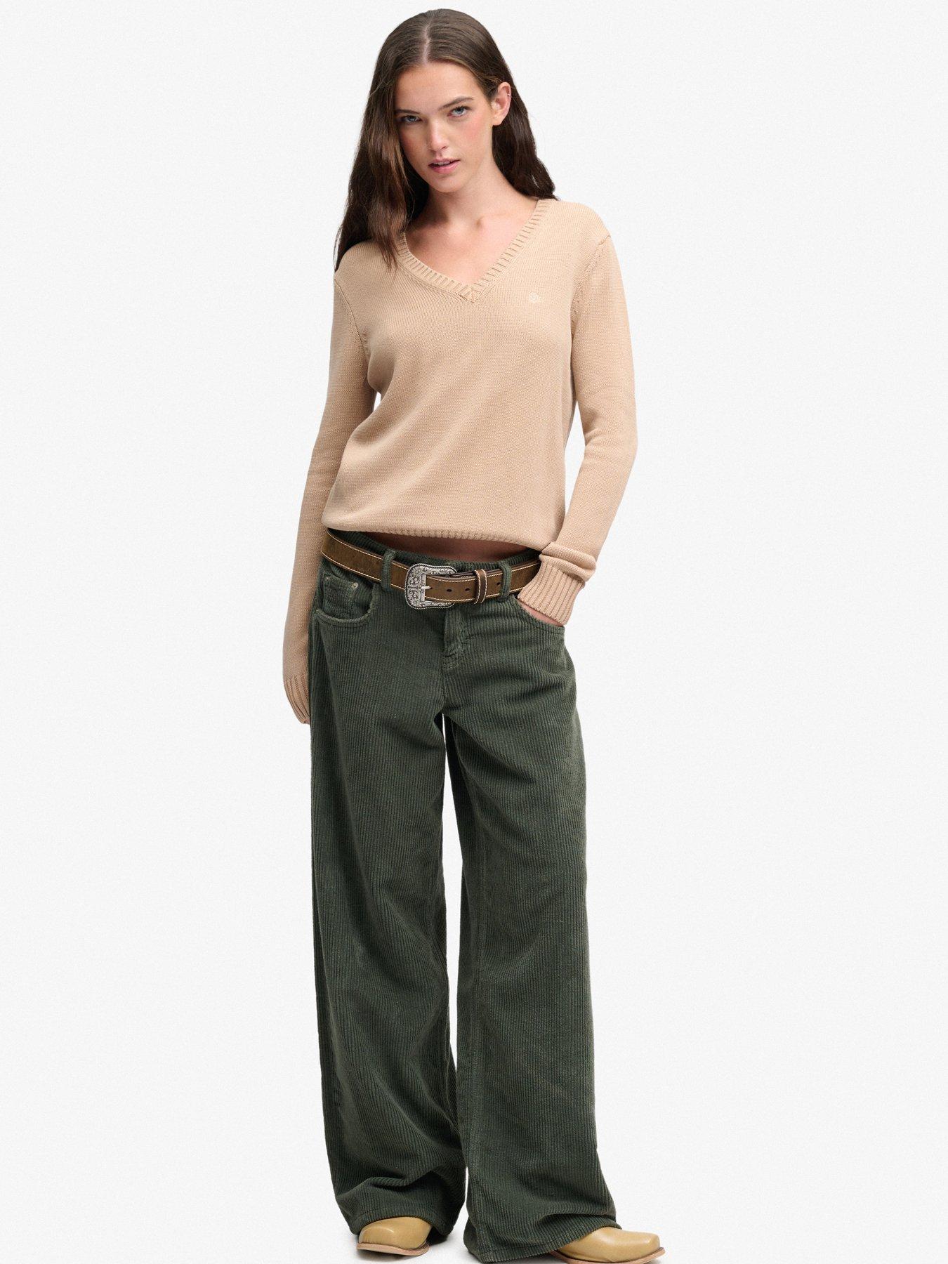 Image 3 of 6 of Superdry Superdry Washed V Neck Jumper - Natural