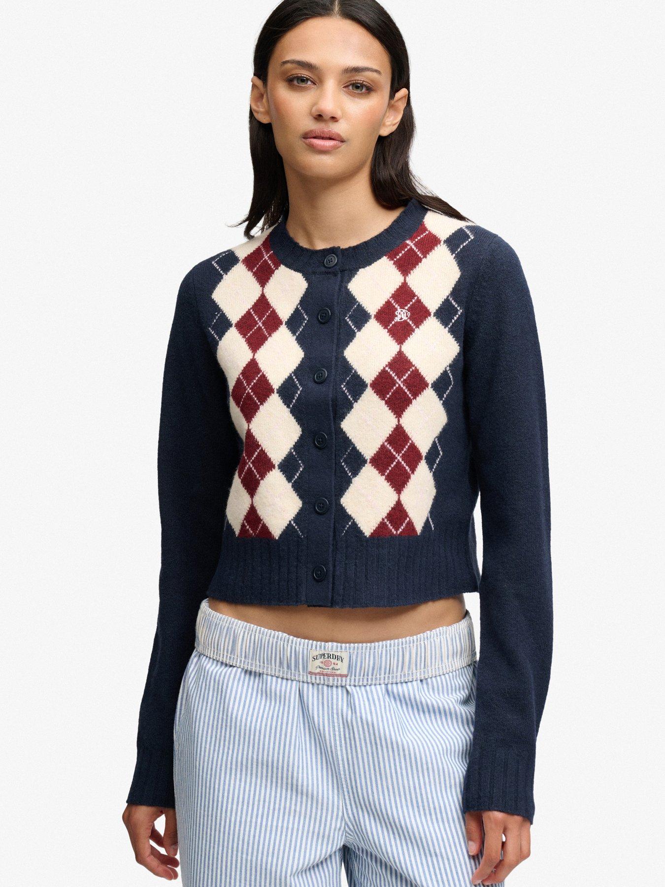 Superdry Women's Bleu Cardigan Argyle - Image 2