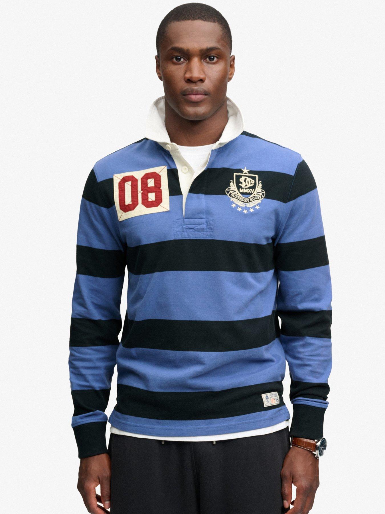 Superdry Men's Bleu Striped Polo Shirt Monogram - Image 2