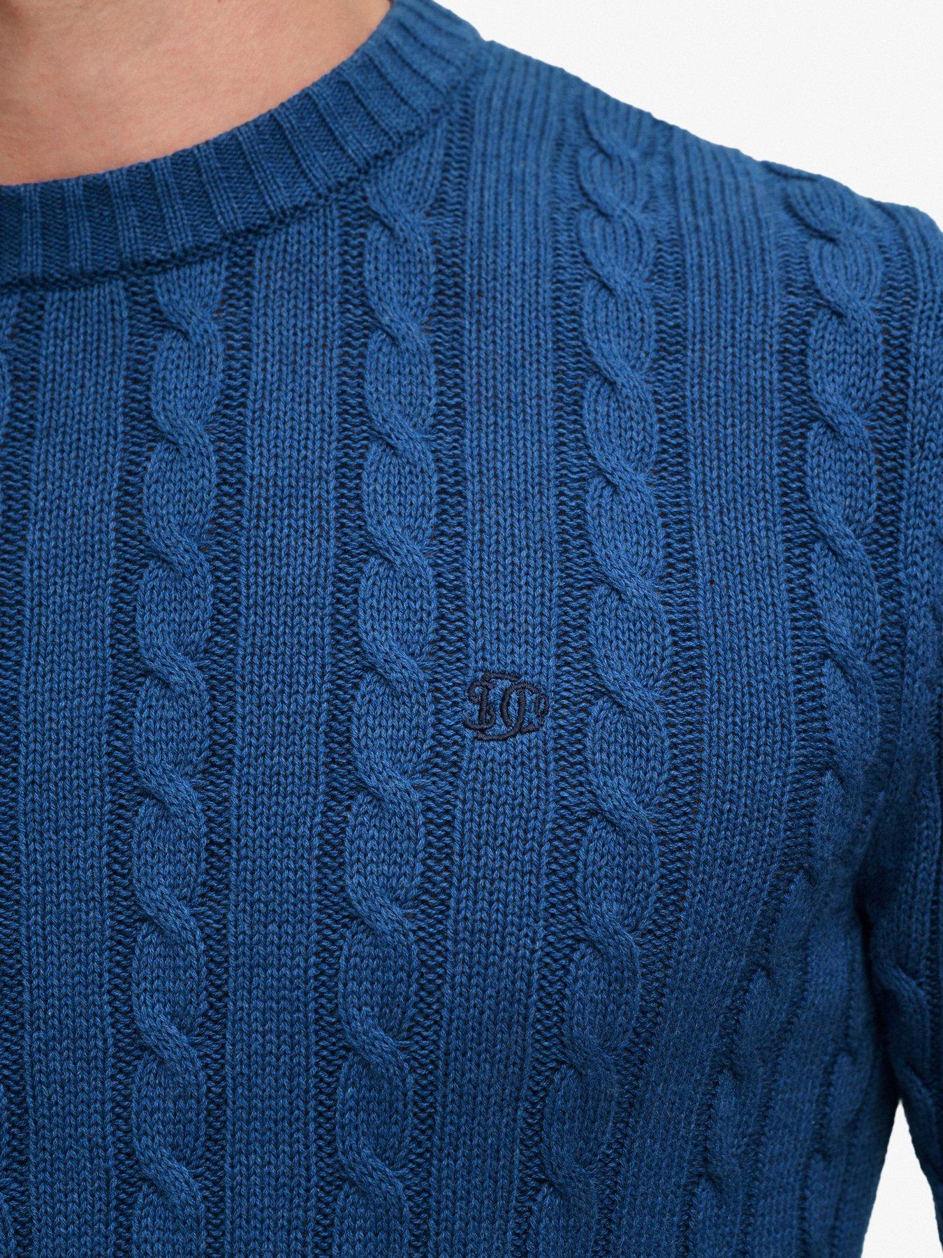 Image 4 of 6 of Superdry Cotton Cable Knit Crew Jumper - Blue
