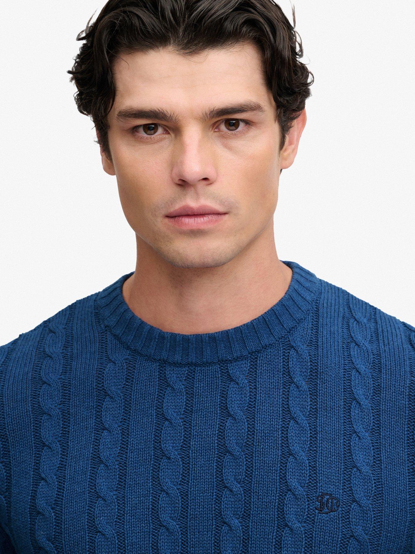 Image 5 of 6 of Superdry Cotton Cable Knit Crew Jumper - Blue