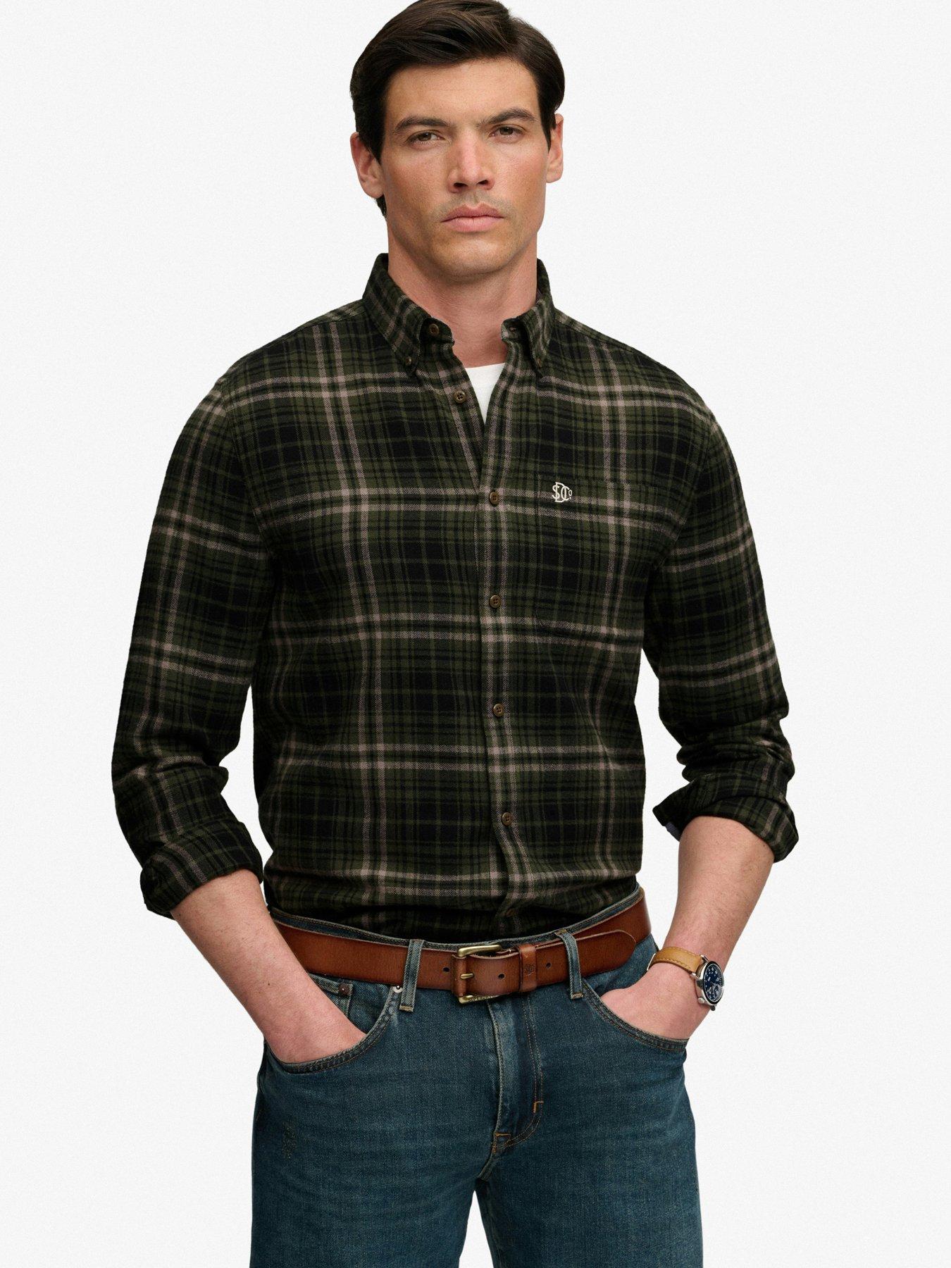 Image 1 of 6 of Superdry Mens Lumberjack Brushed Cotton Relaxed Fit Shirt - Green
