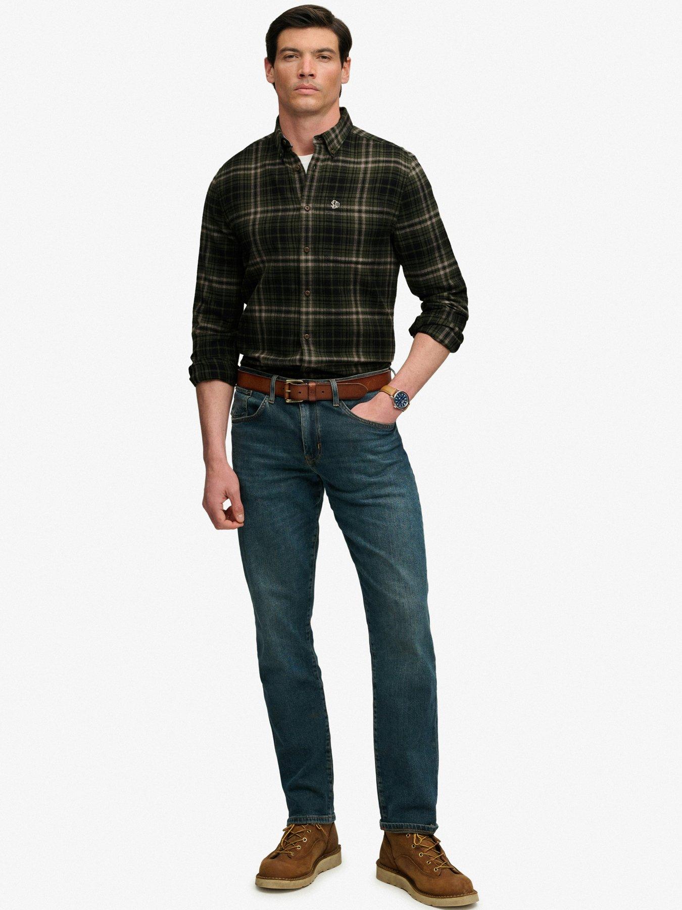 Image 3 of 6 of Superdry Mens Lumberjack Brushed Cotton Relaxed Fit Shirt - Green