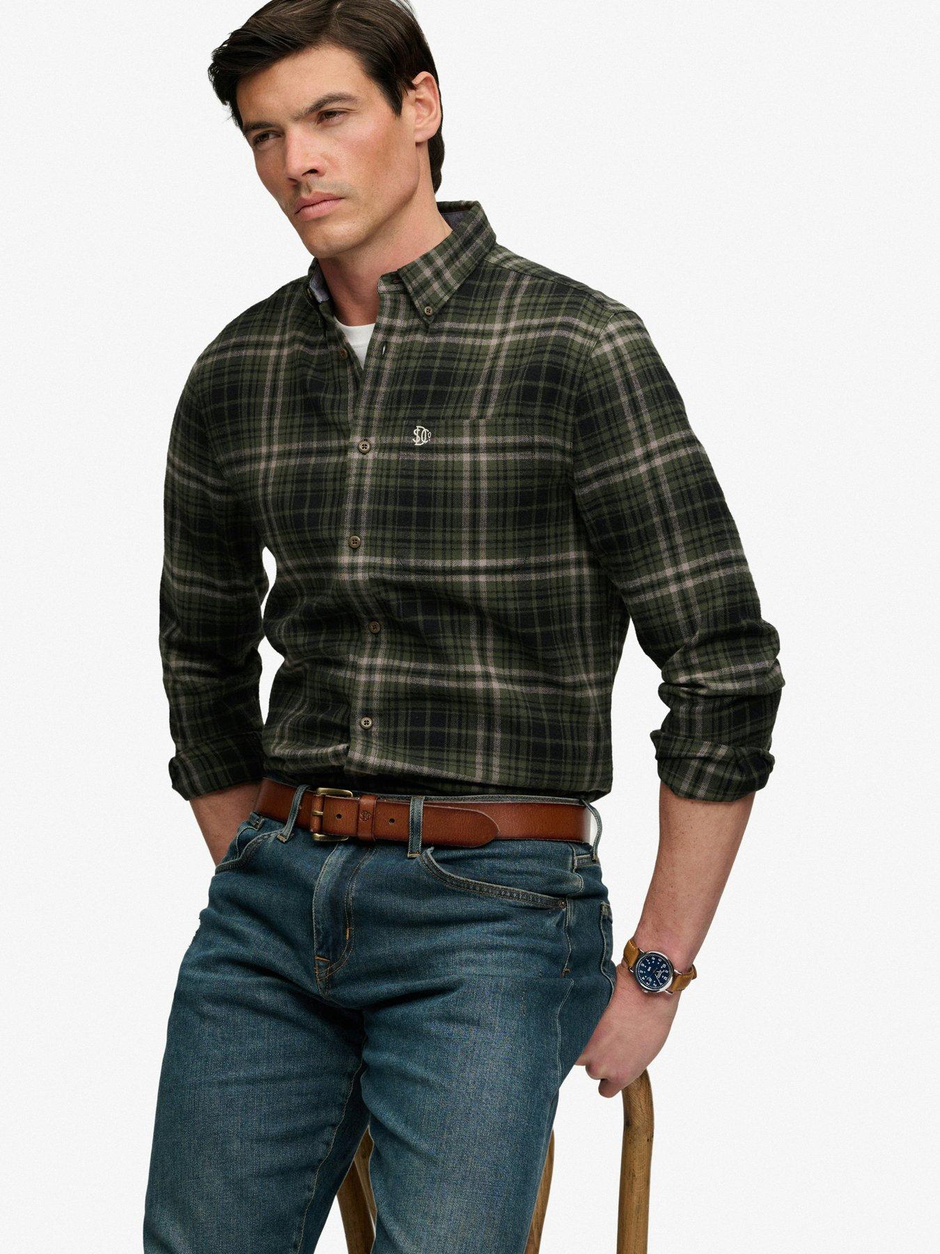 Image 4 of 6 of Superdry Mens Lumberjack Brushed Cotton Relaxed Fit Shirt - Green