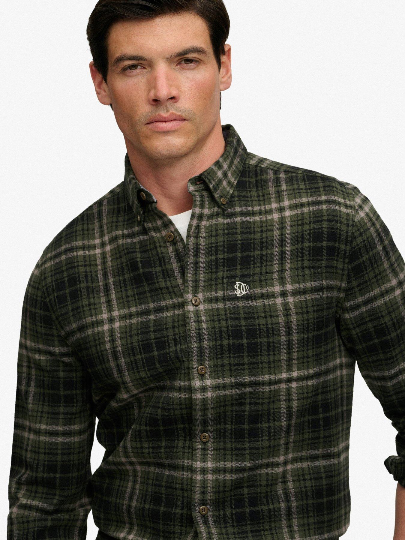 Image 5 of 6 of Superdry Mens Lumberjack Brushed Cotton Relaxed Fit Shirt - Green