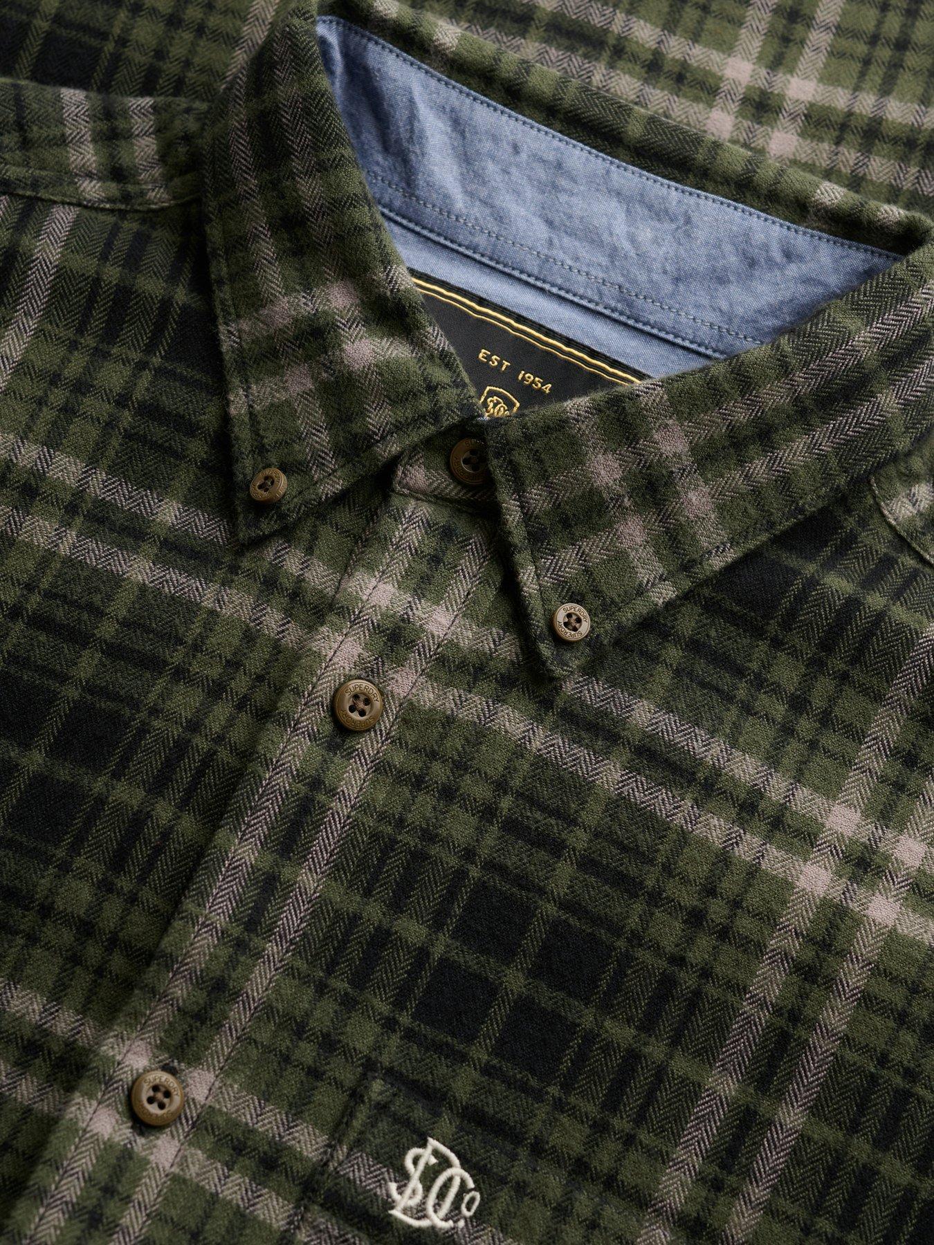 Image 6 of 6 of Superdry Mens Lumberjack Brushed Cotton Relaxed Fit Shirt - Green