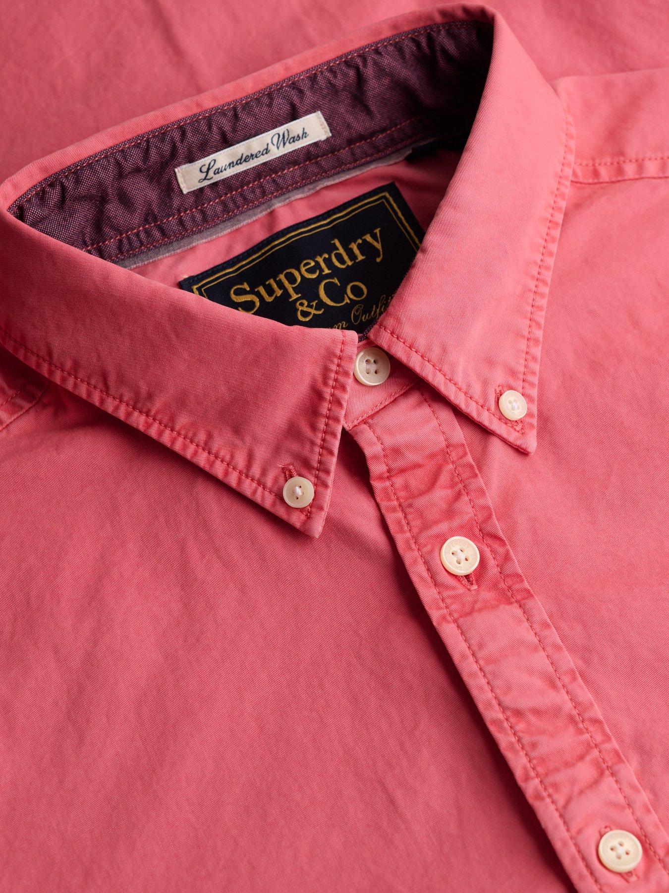 Image 6 of 7 of Superdry Mens Garment Dyed Button-Down Long Sleeve Shirt - Orange