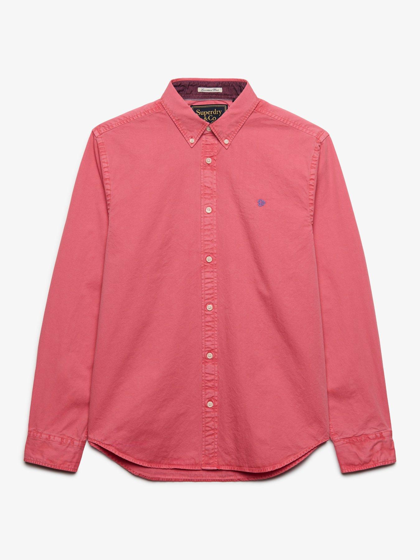 Image 7 of 7 of Superdry Mens Garment Dyed Button-Down Long Sleeve Shirt - Orange