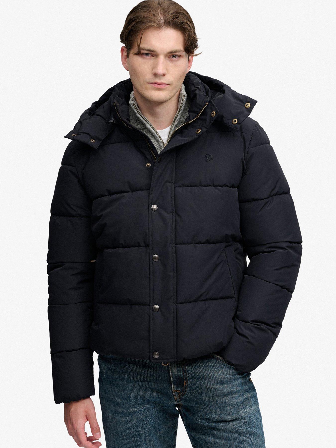 Image 1 of 7 of Superdry Mens Premium Hood Puffer Jacket - Black