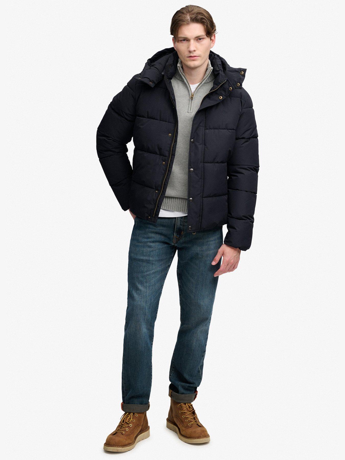 Image 3 of 7 of Superdry Mens Premium Hood Puffer Jacket - Black