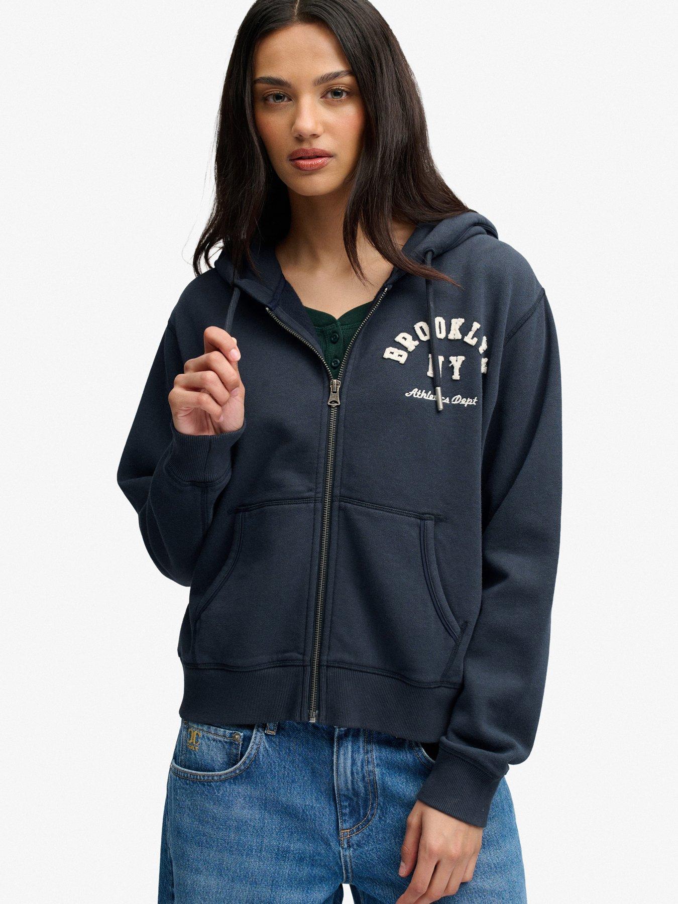Superdry Women's Bleu Zip-Up Hoodie Athletic Essential - Image 2