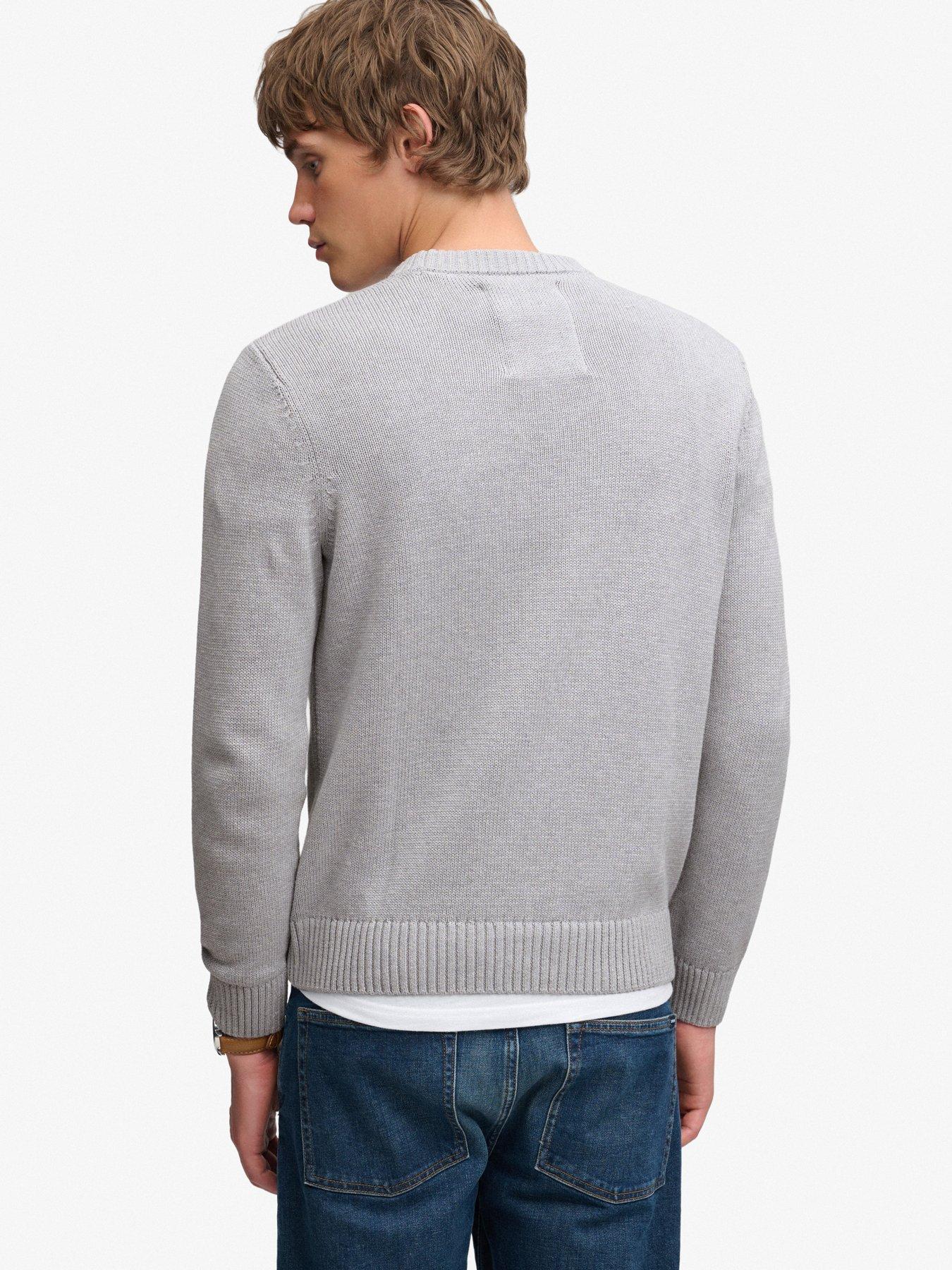 Image 2 of 6 of Superdry Mens Preppy Relaxed Fit&nbsp;Cotton Jumper - Grey