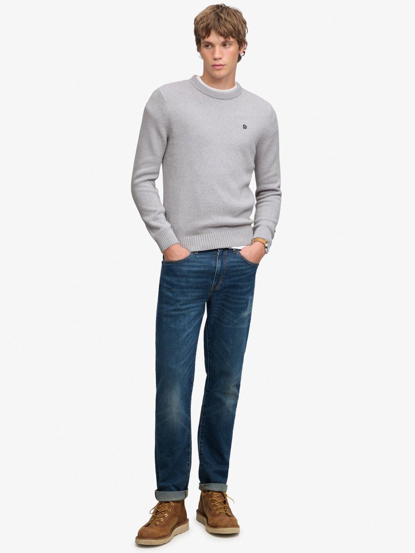 Image 3 of 6 of Superdry Mens Preppy Relaxed Fit&nbsp;Cotton Jumper - Grey
