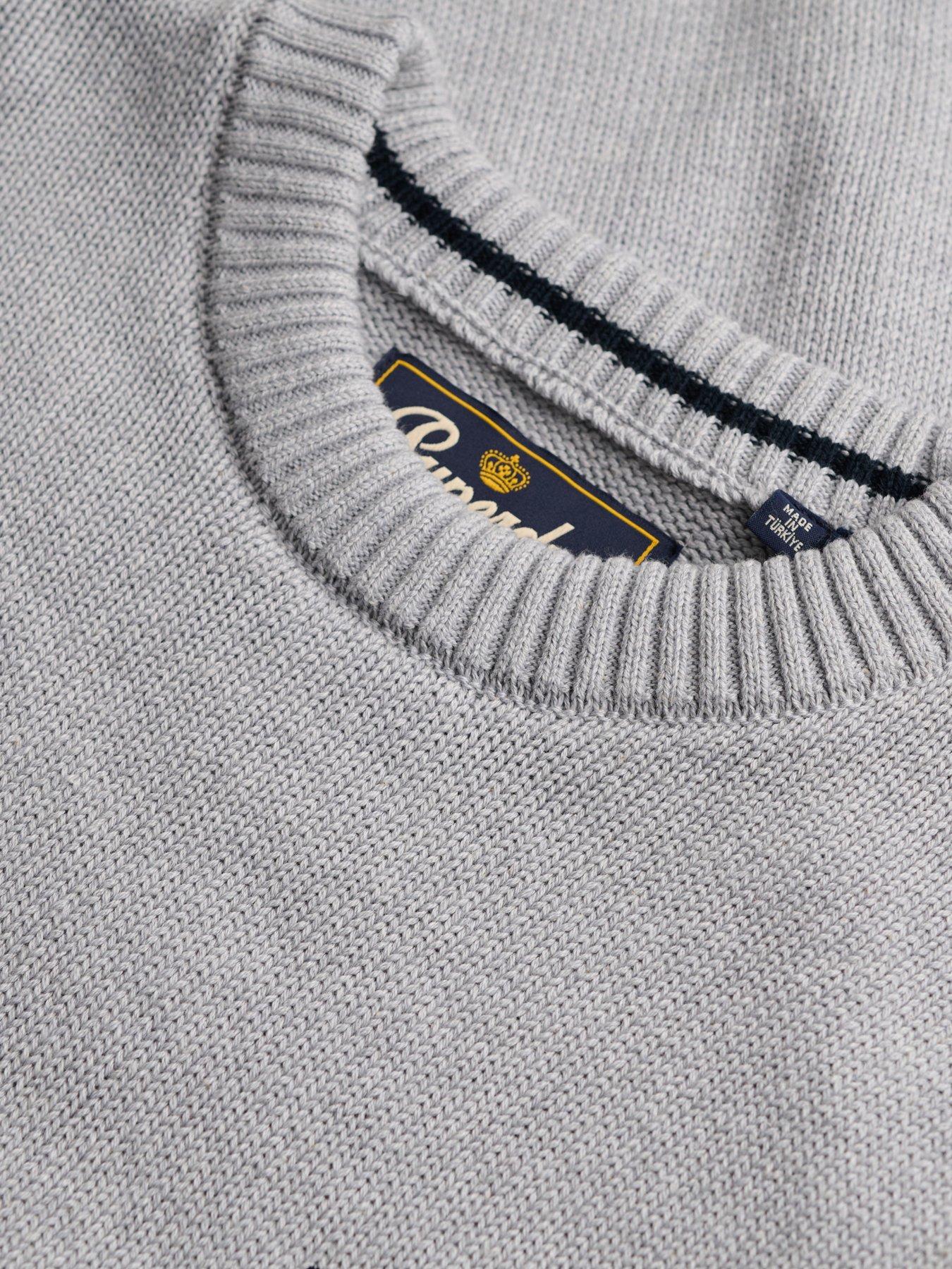Image 6 of 6 of Superdry Mens Preppy Relaxed Fit&nbsp;Cotton Jumper - Grey