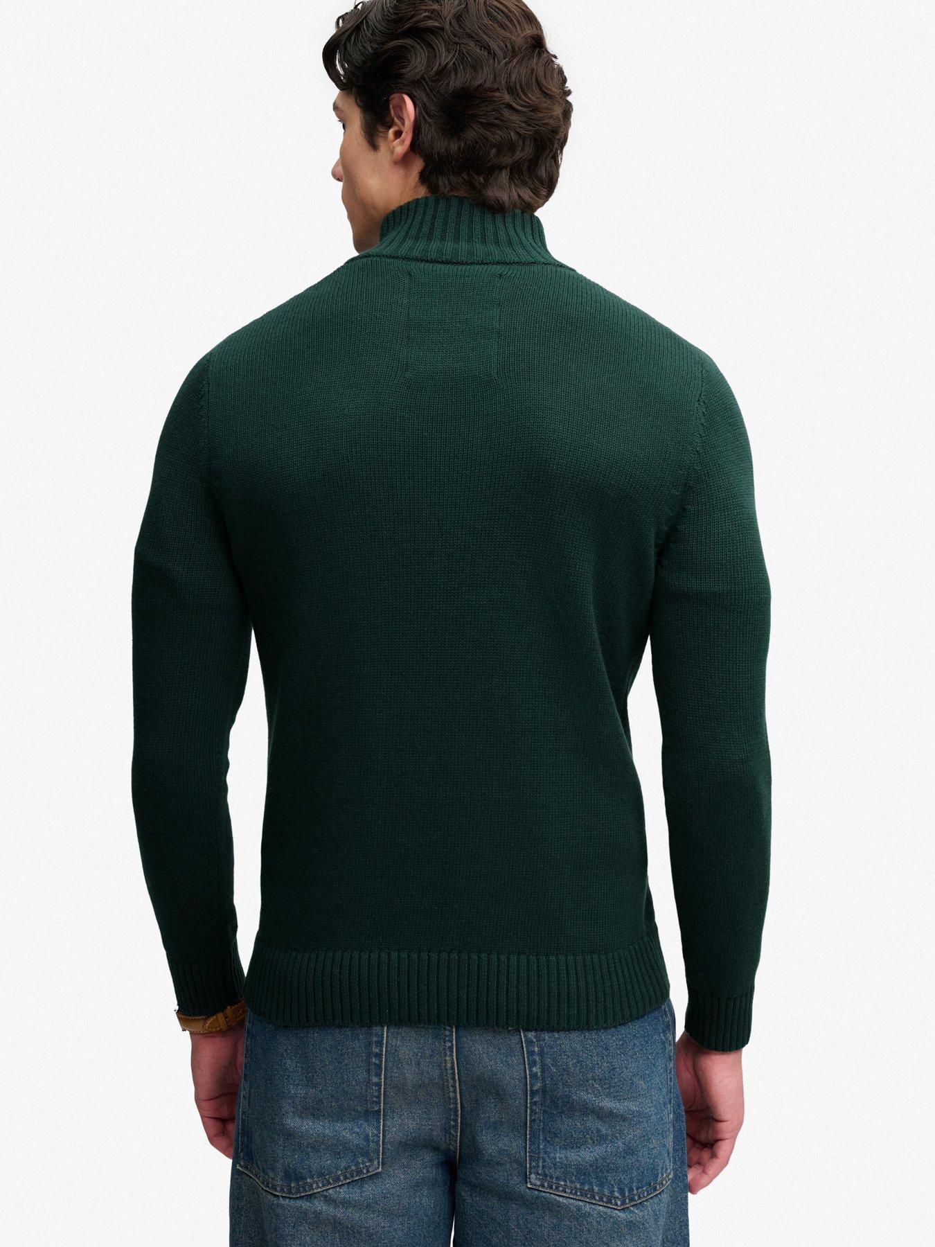 Image 2 of 7 of Superdry Mens Cotton Button Henley Jumper - Green