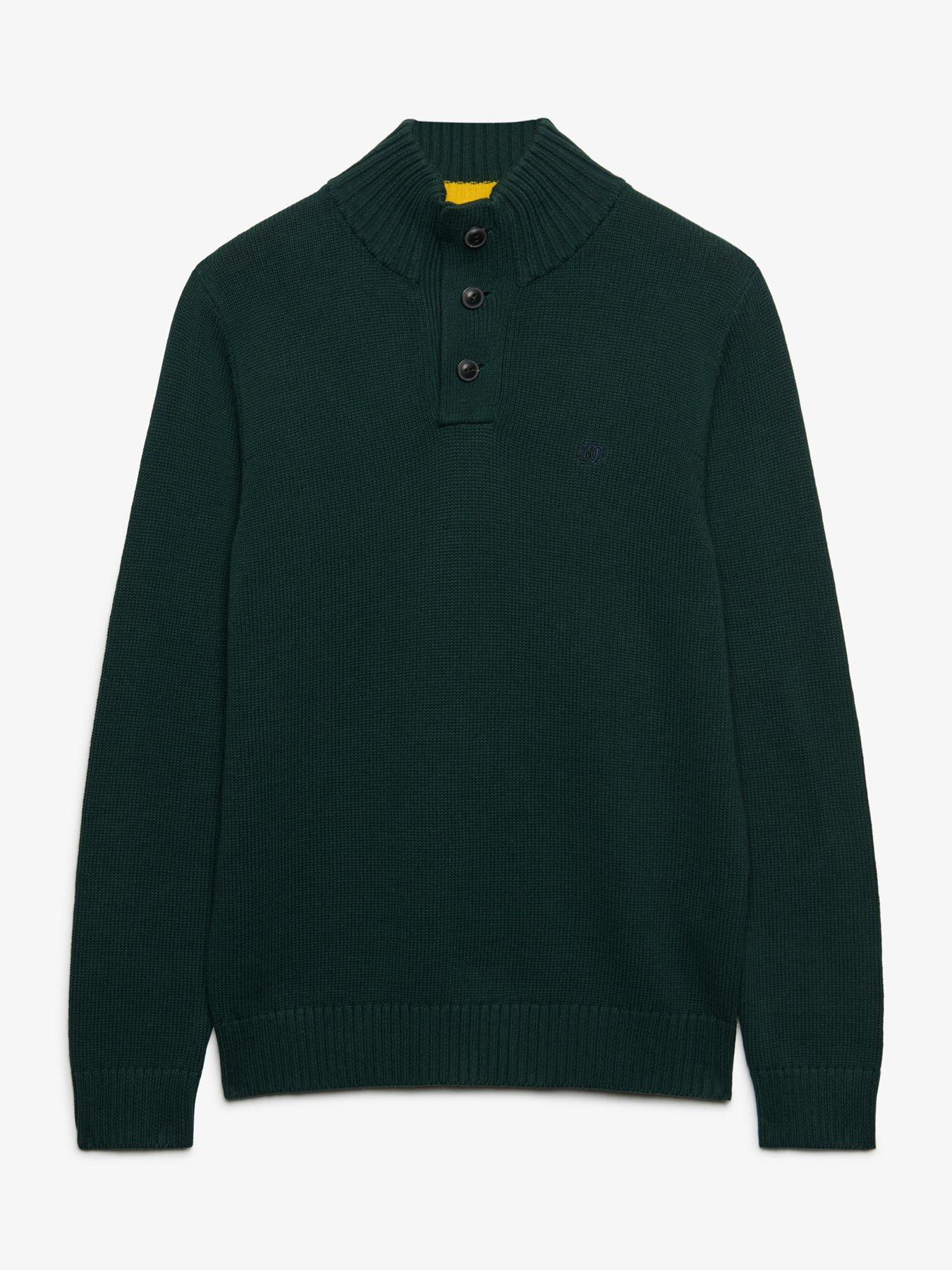 Image 7 of 7 of Superdry Mens Cotton Button Henley Jumper - Green
