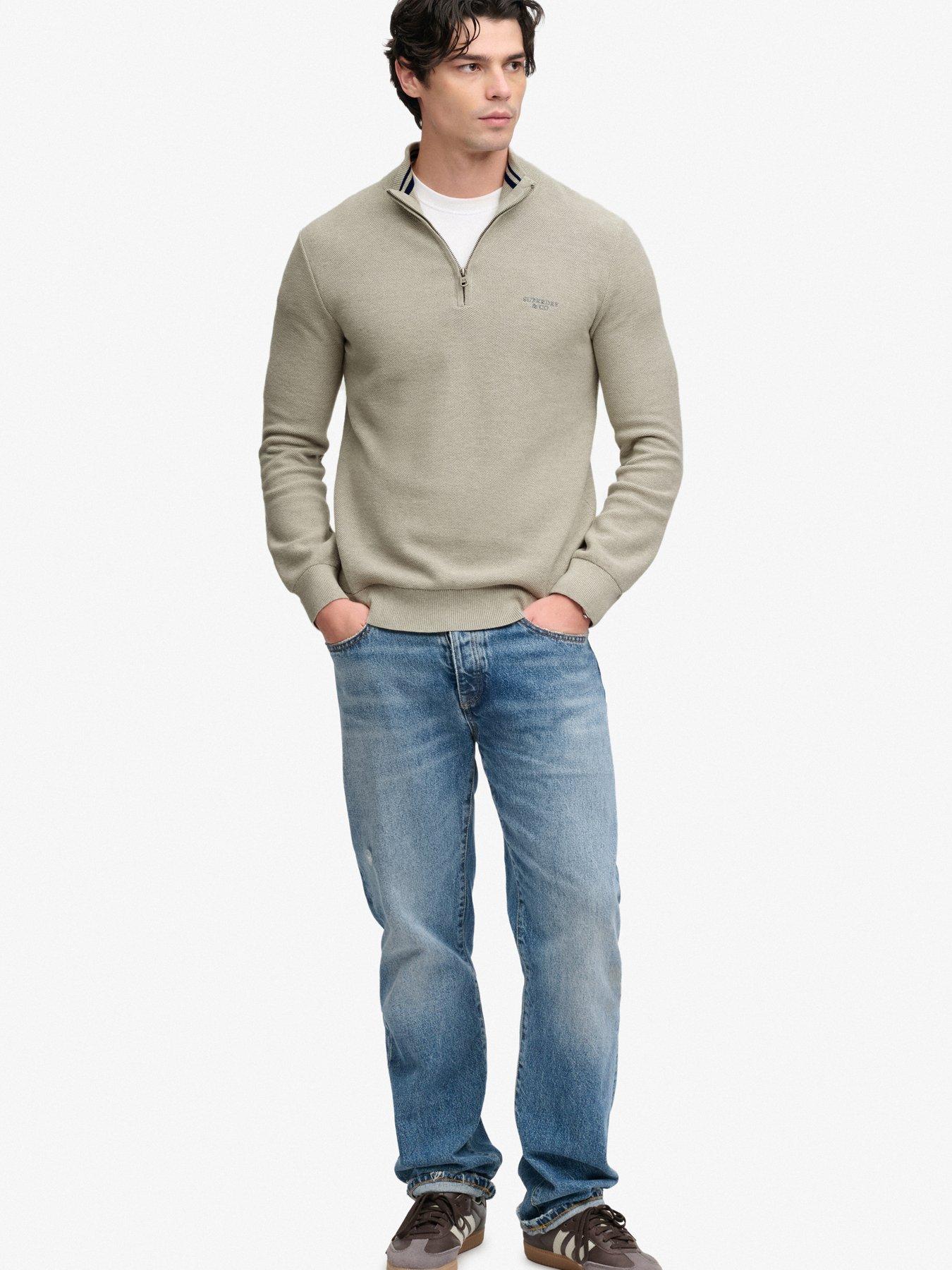 Image 3 of 7 of Superdry Mens Honeycomb Texture Half Zip Jumper - Grey