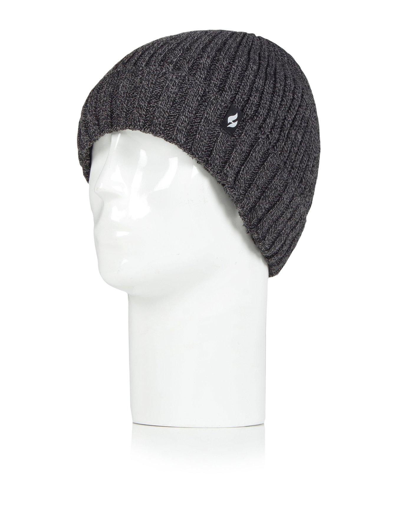 Image 1 of 4 of Heat Holders Mens Chunky Rib Turnover Heatweaver Lined Hat - Charcoal