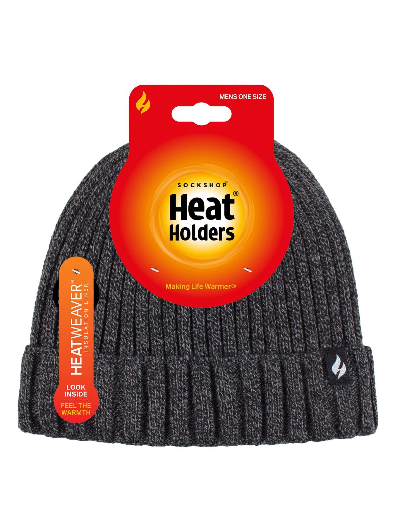 Image 4 of 4 of Heat Holders Mens Chunky Rib Turnover Heatweaver Lined Hat - Charcoal