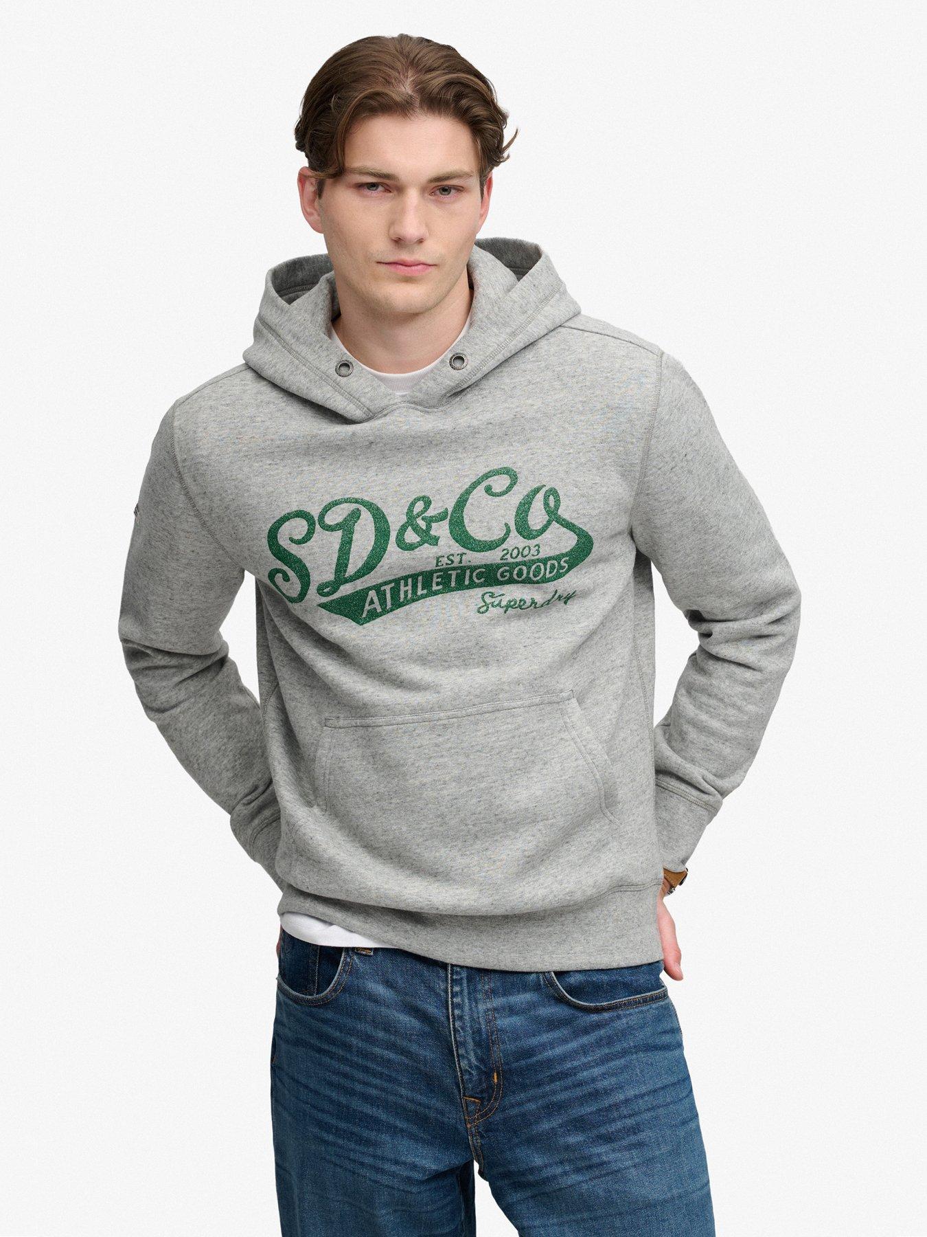 Superdry Vintage Script Hoodie, Grey, Size 2Xl, Men