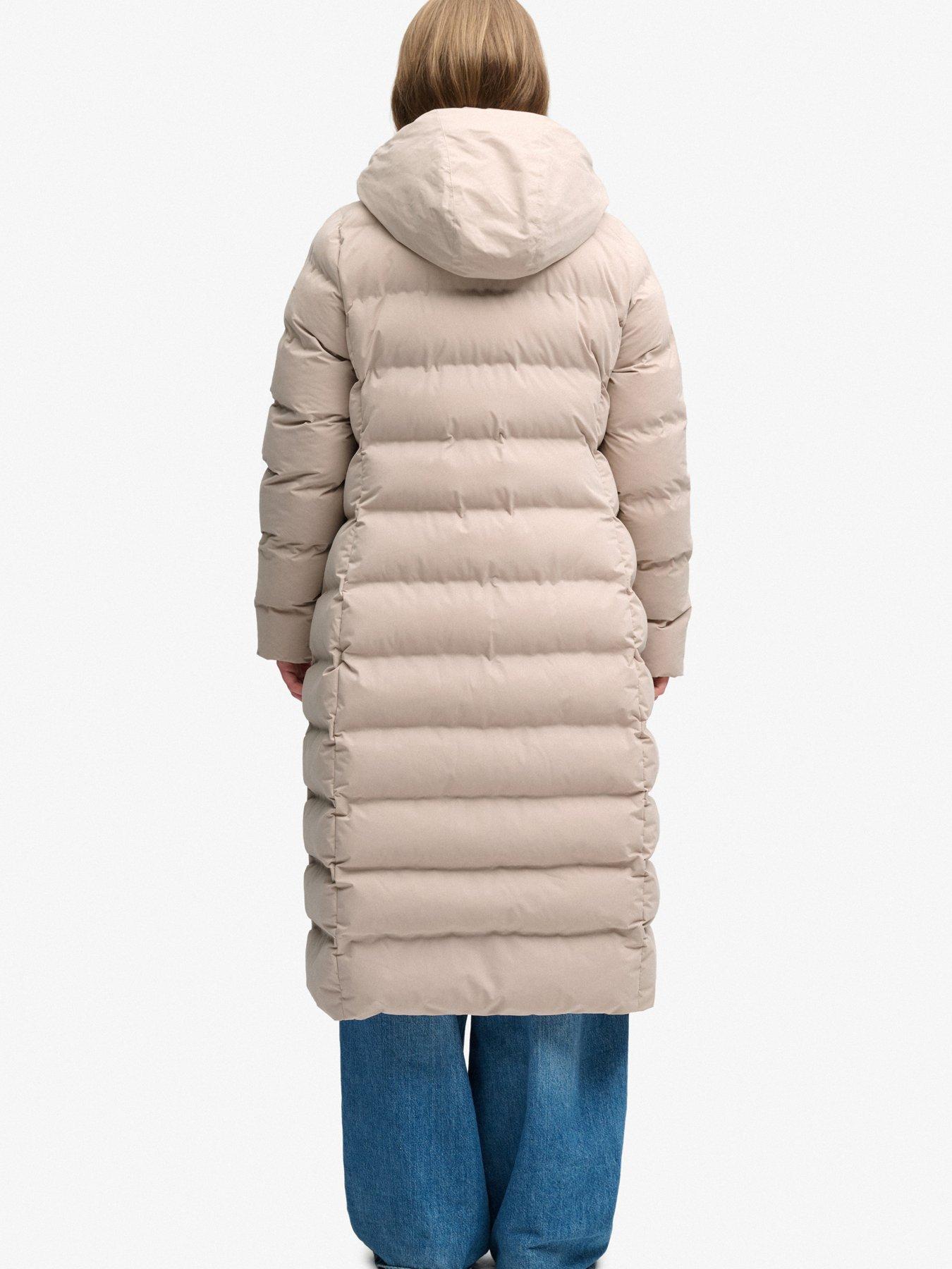 Image 2 of 7 of Superdry Womens City Longline Relaxed Fit Two-Way Zip Jacket - Beige
