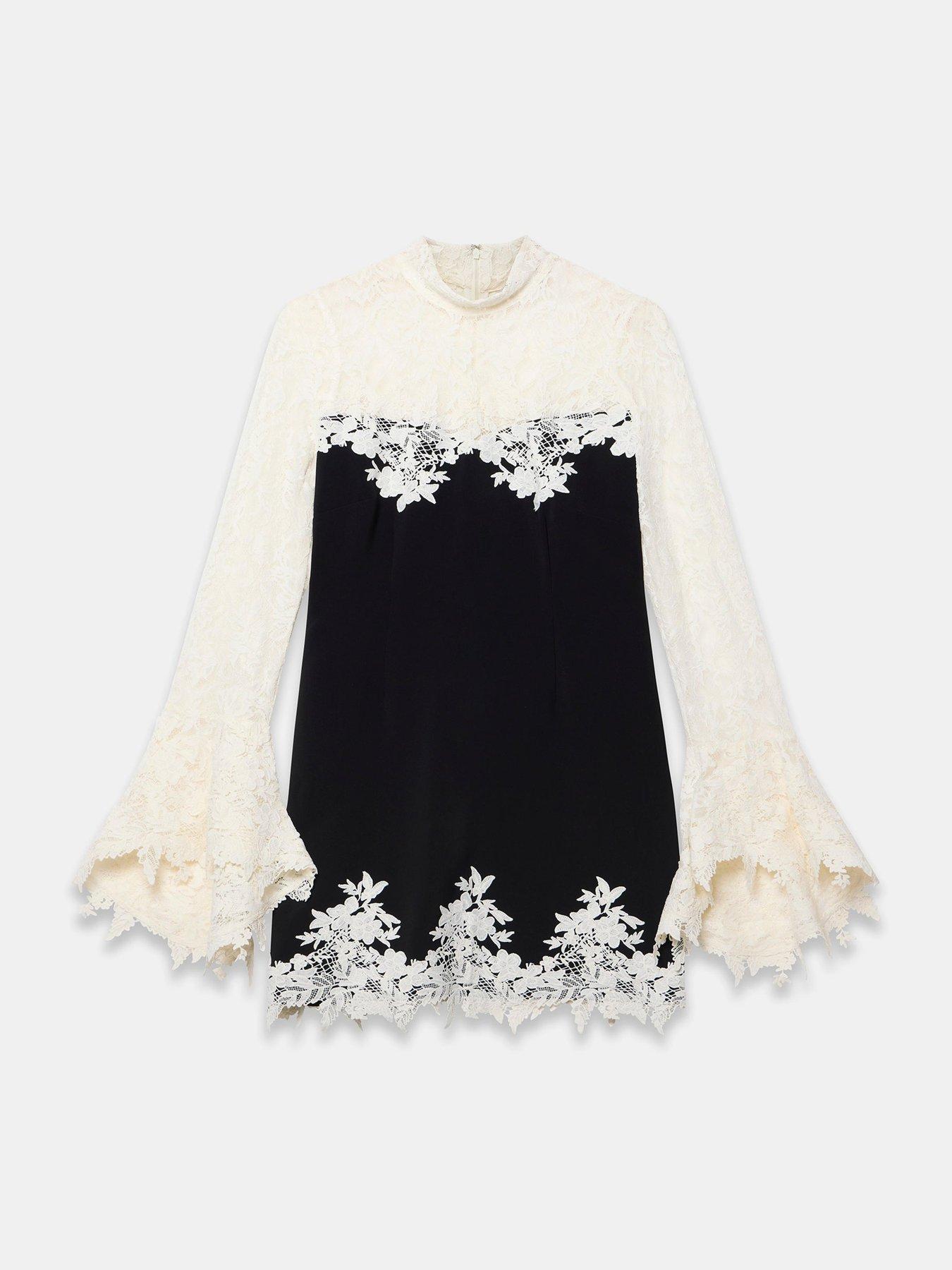 Image 5 of 6 of Mint Velvet Black Lace Yoke Mini Dress
