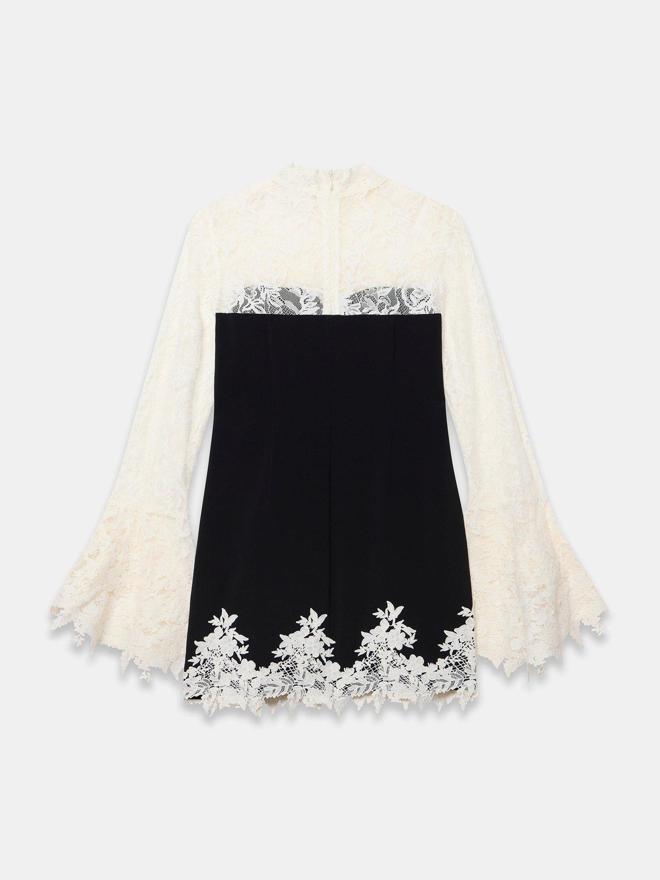 Image 6 of 6 of Mint Velvet Black Lace Yoke Mini Dress