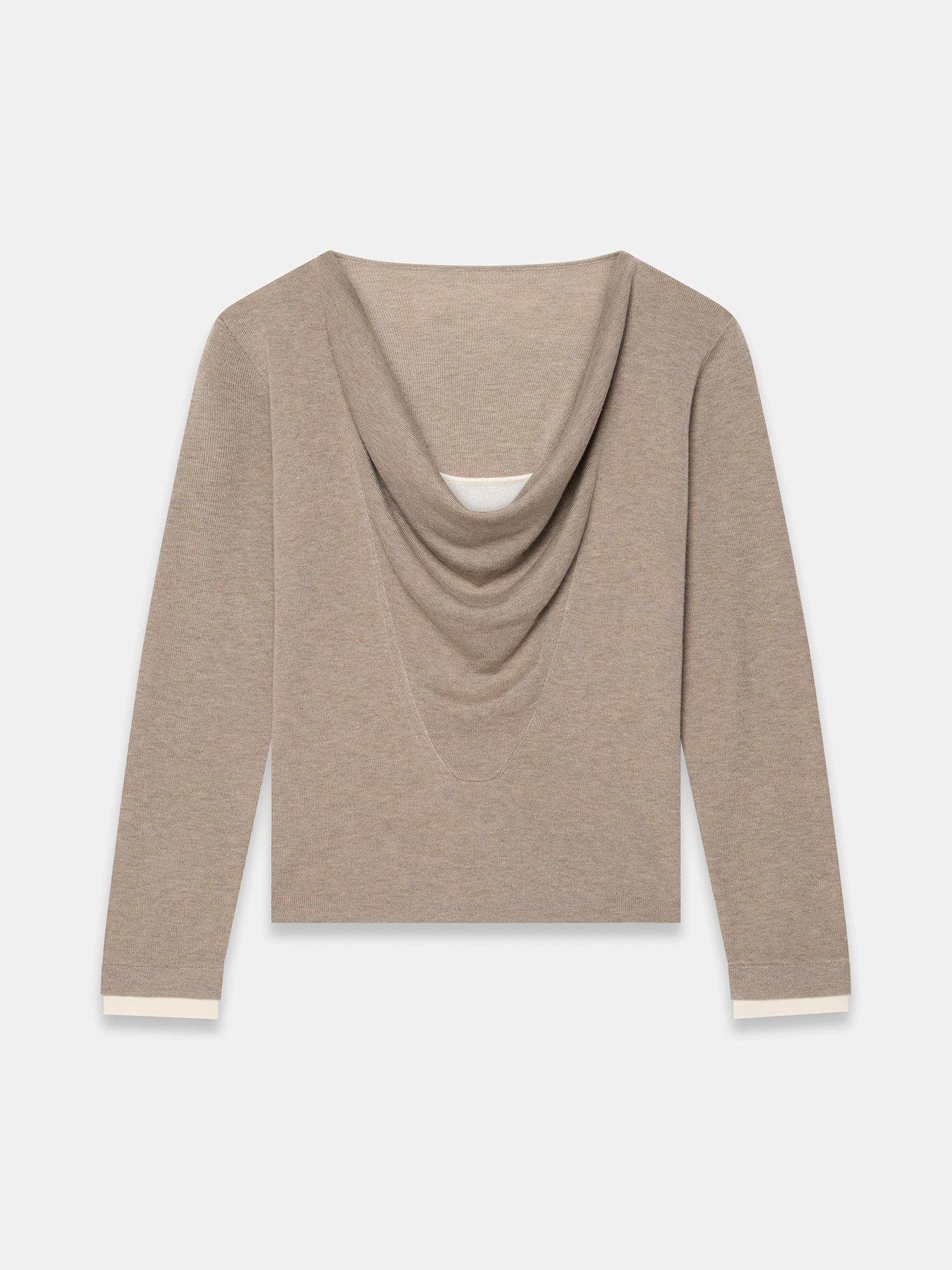 Image 5 of 6 of Mint Velvet Womens Neutral Cowl Layered Knit Top - Beige