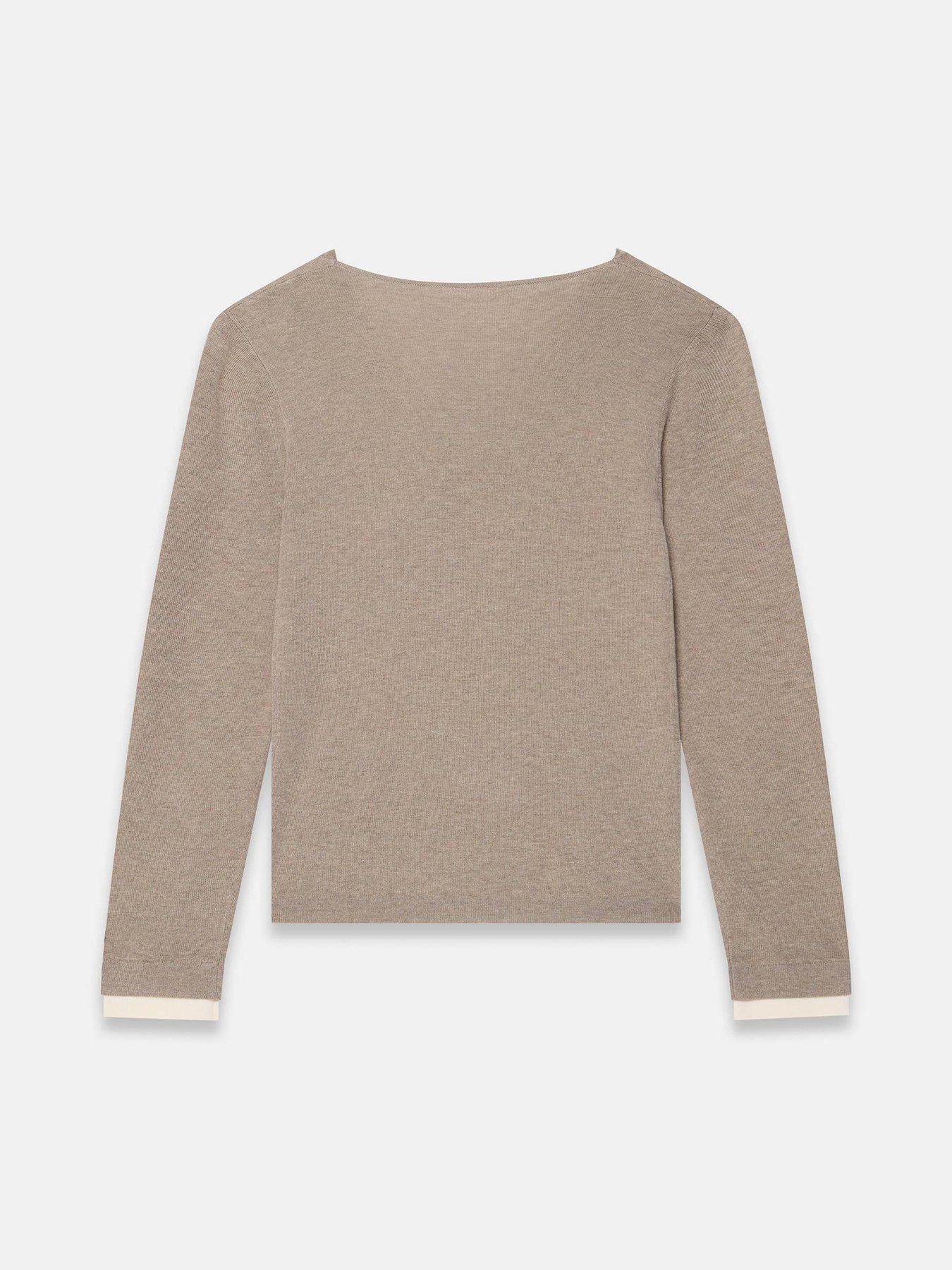 Image 6 of 6 of Mint Velvet Womens Neutral Cowl Layered Knit Top - Beige