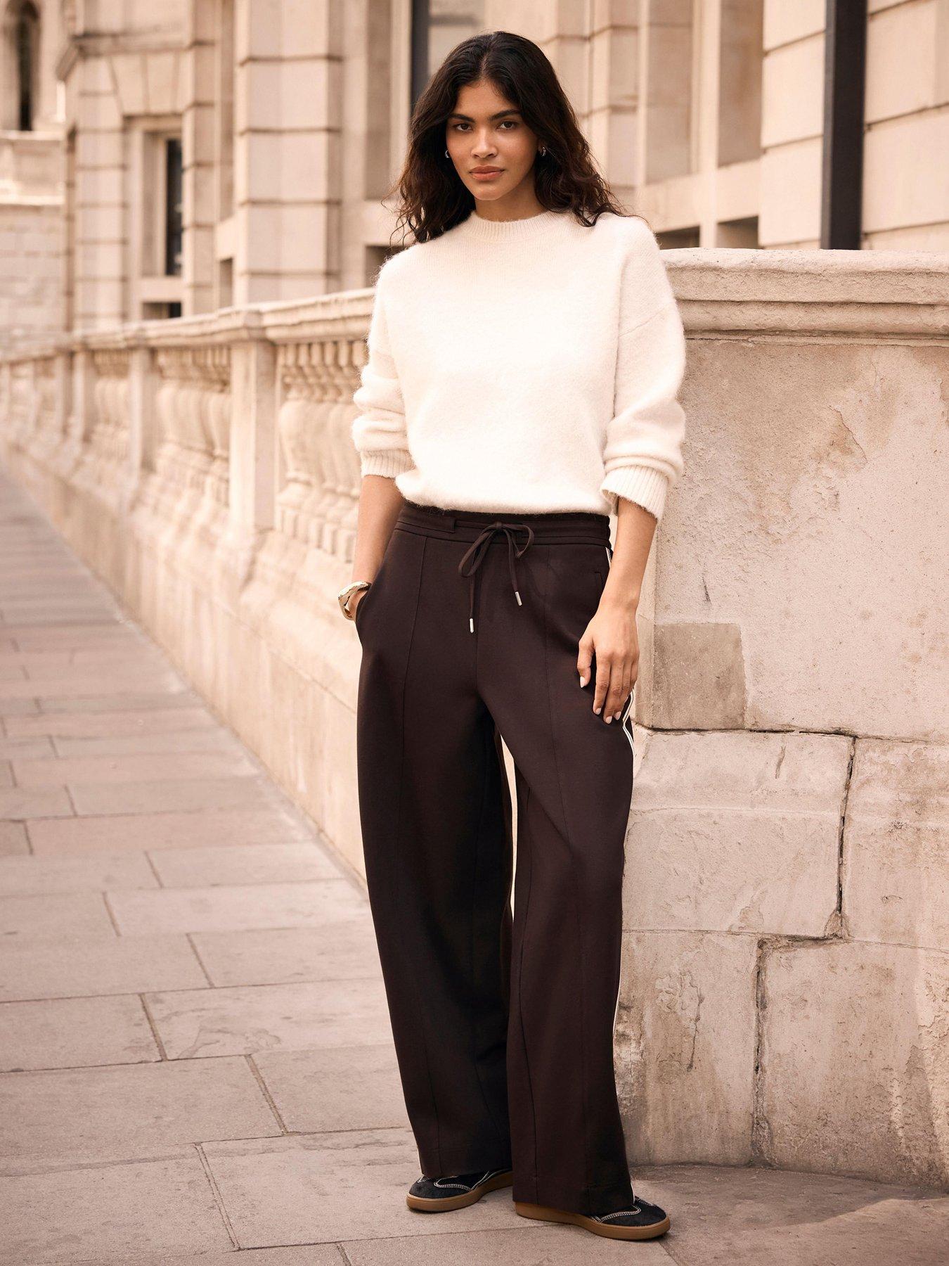 Image 2 of 6 of Mint Velvet Brown Stripe Barrel Trouser