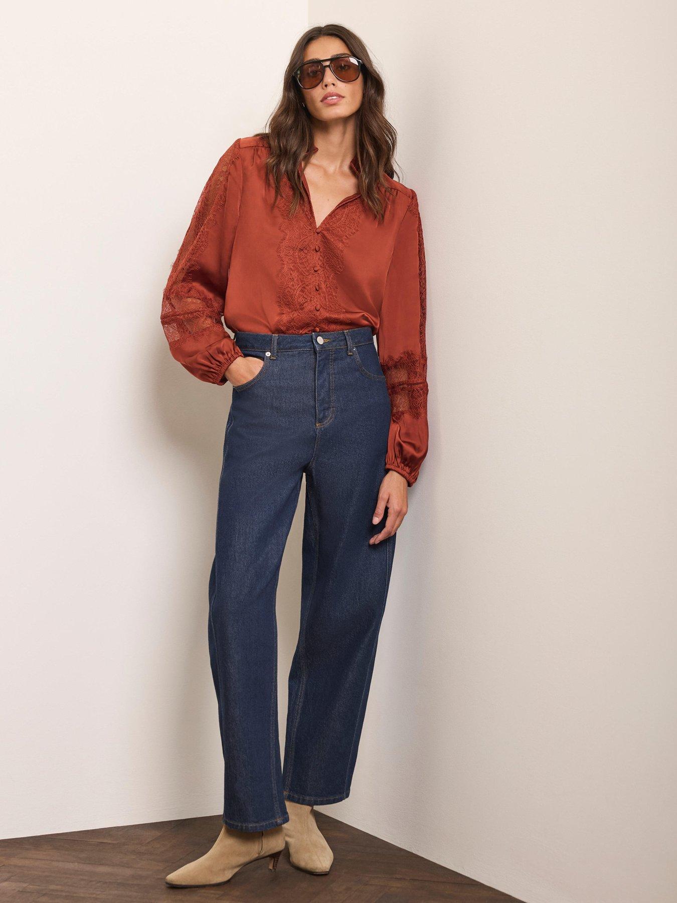 Image 4 of 6 of Mint Velvet Orange Lace Satin Blouse