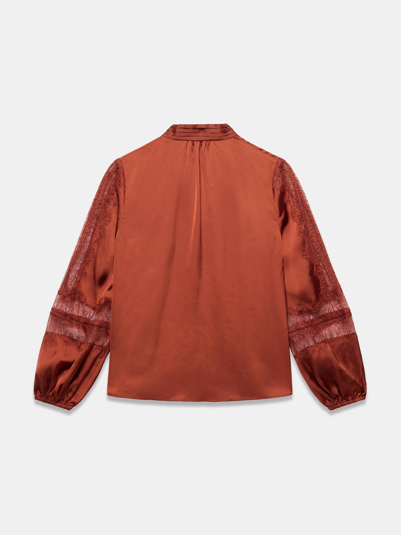Image 6 of 6 of Mint Velvet Orange Lace Satin Blouse
