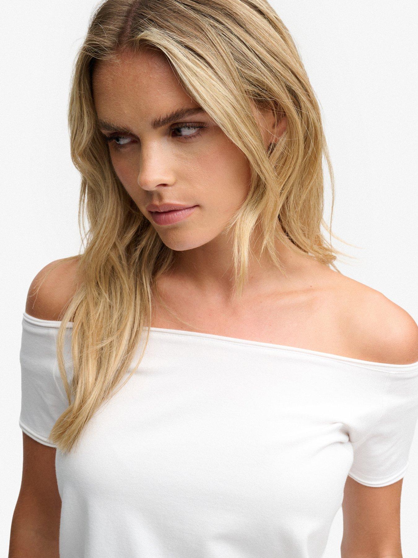 Image 5 of 6 of Superdry Womens Off Shoulder Bardot Top - White