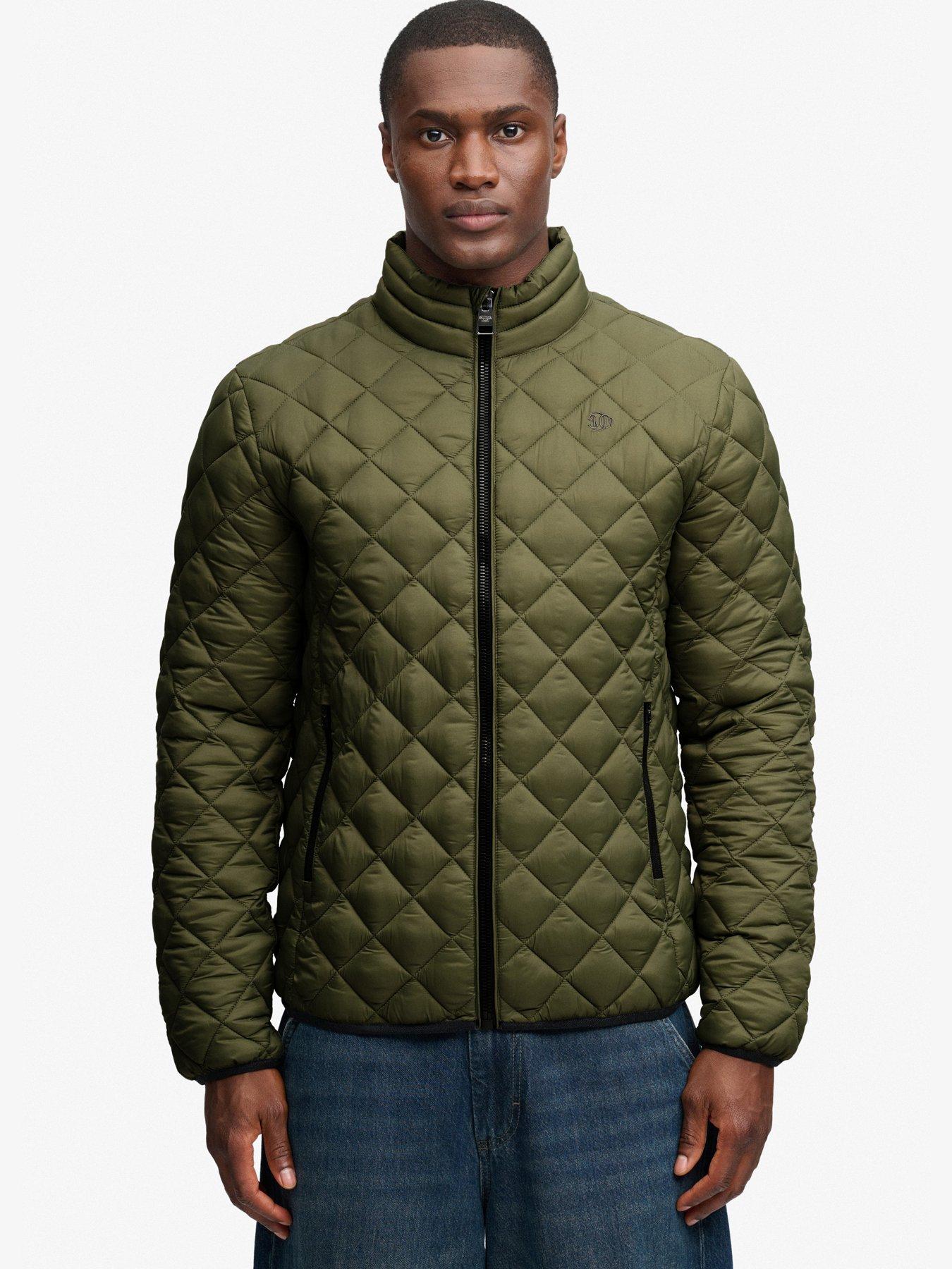 Image 1 of 7 of Superdry Mens Diamond Quilt Fuji Jacket - Green