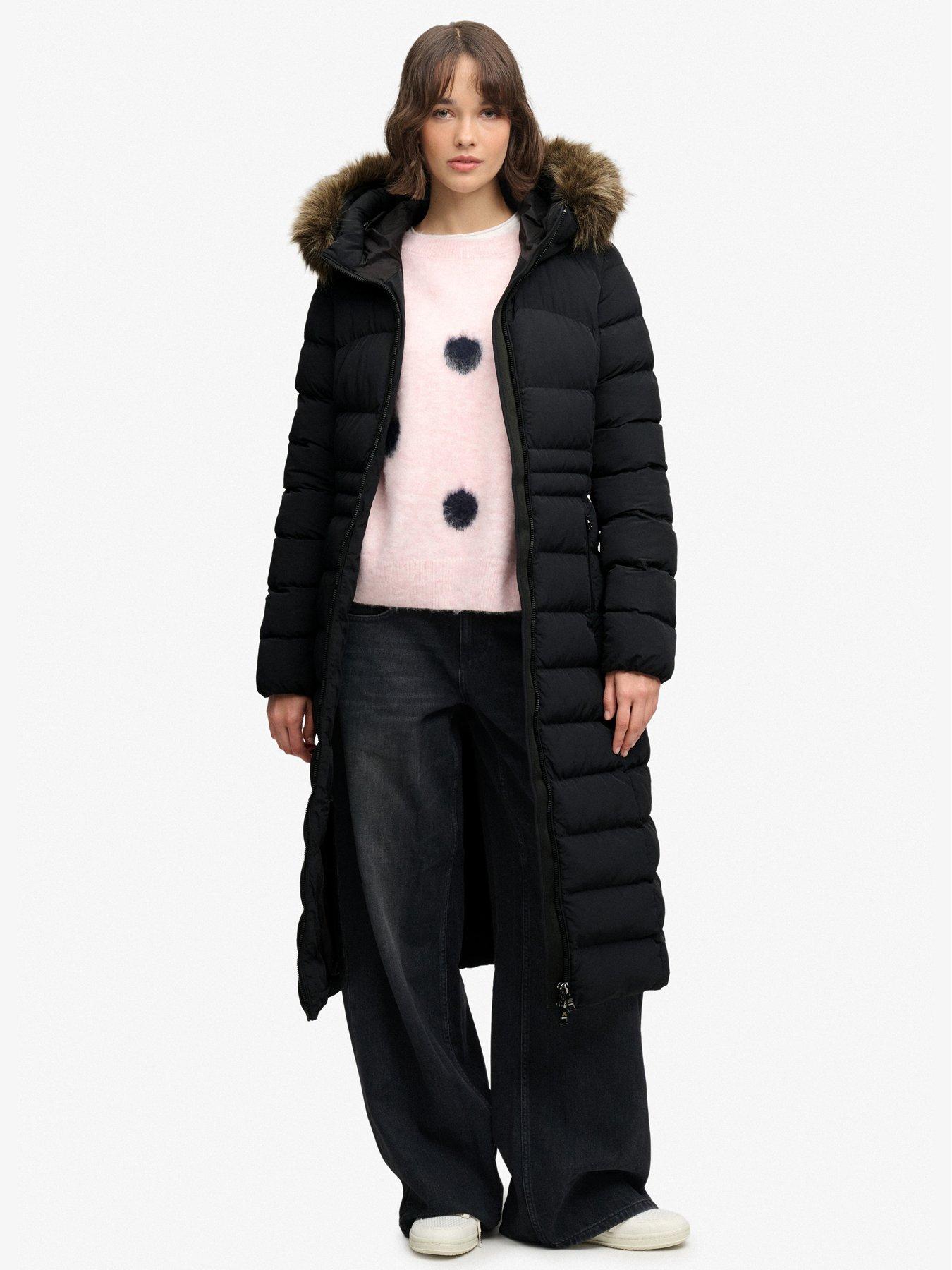 Superdry Women's Noir Long Hooded Puffer Coat For Fuji - Image 4