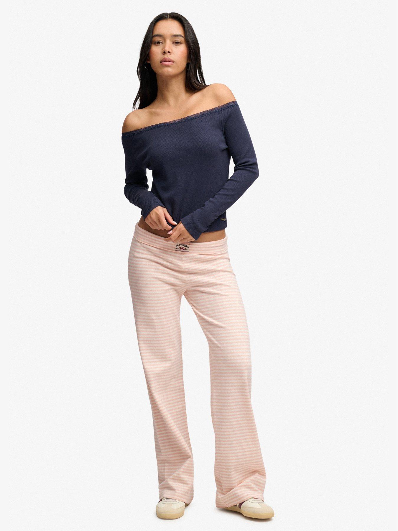 Image 3 of 6 of Superdry Superdry Ath Ess Stripe Jersey Trousers - Pink