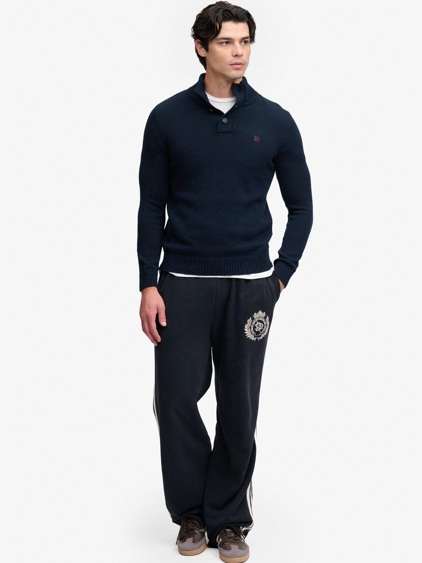 Image 3 of 7 of Superdry Mens Cotton Button Henley Jumper - Navy