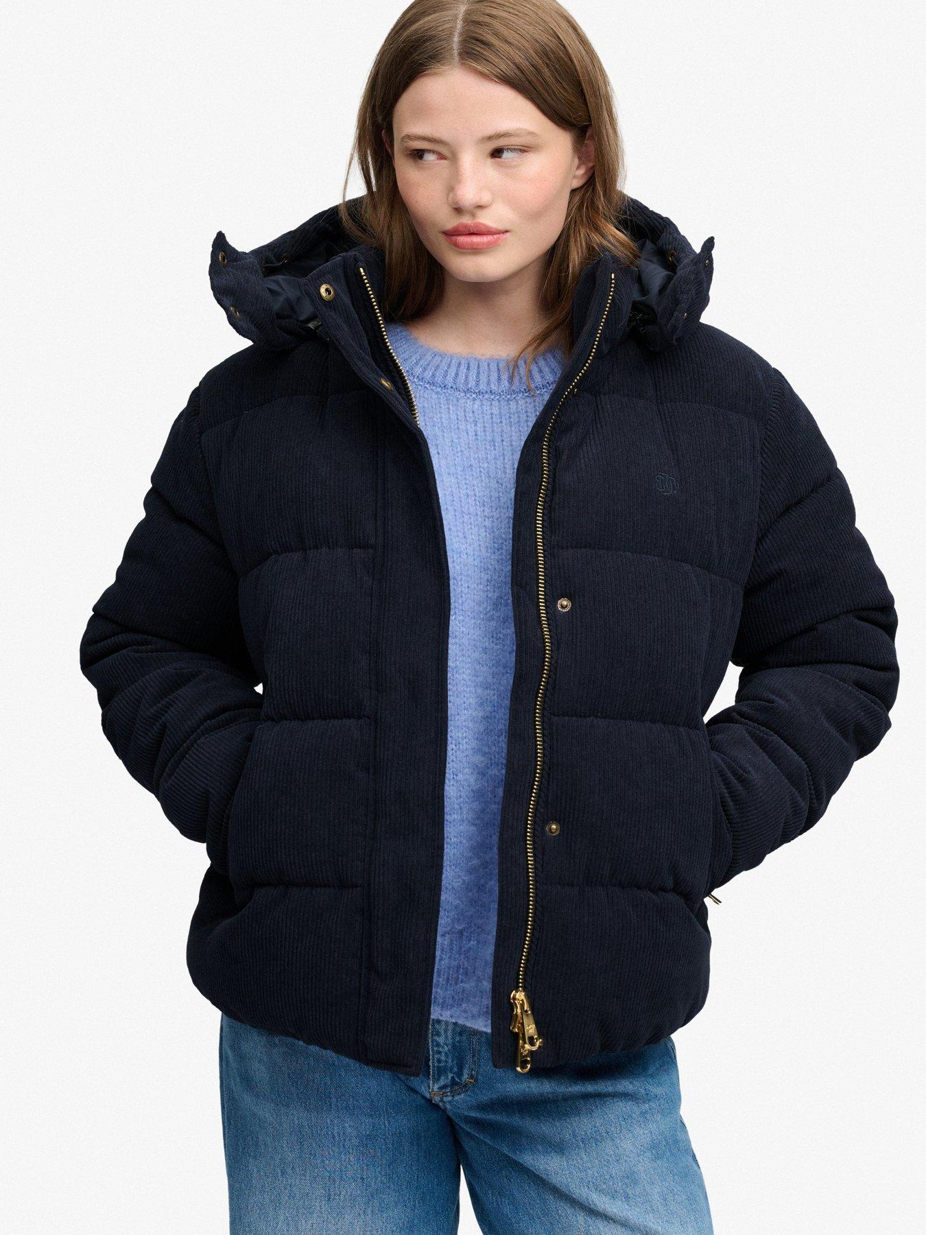 Superdry Women's Bleu Velvet Down Jacket Premium - Image 2