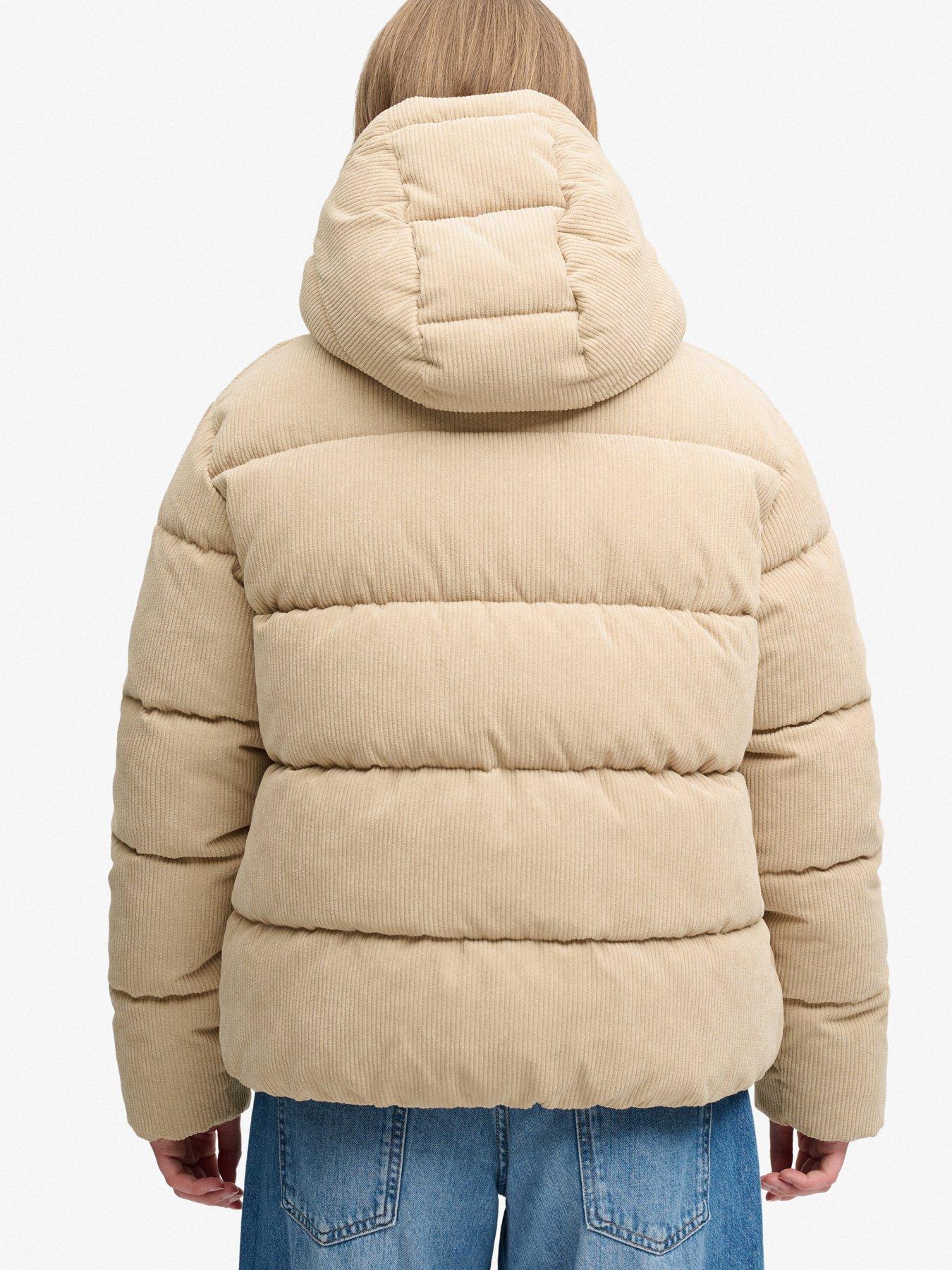 Image 2 of 7 of Superdry Superdry Premium Hood Cord Puffer Jacket - Brown