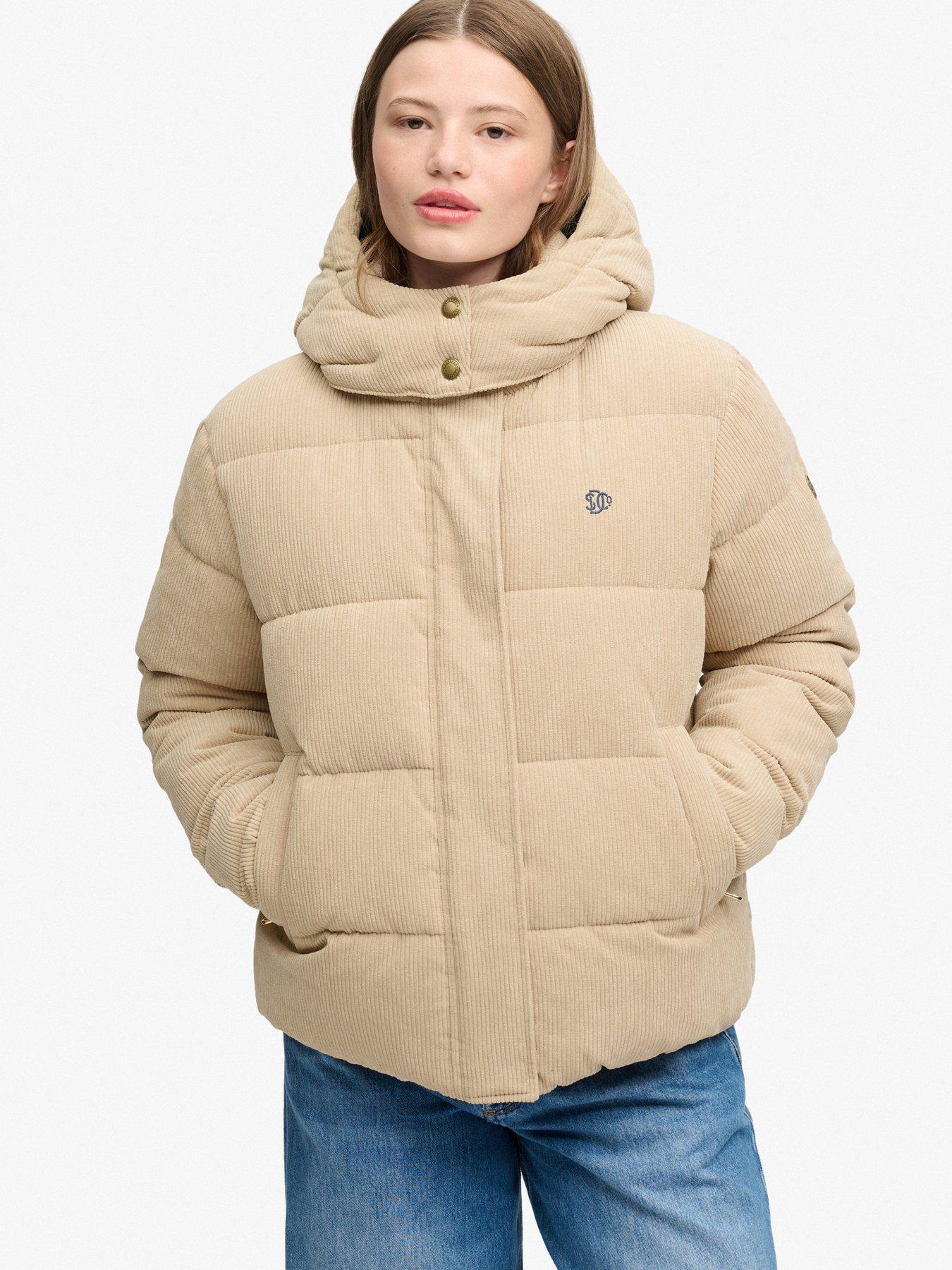 Image 5 of 7 of Superdry Superdry Premium Hood Cord Puffer Jacket - Brown