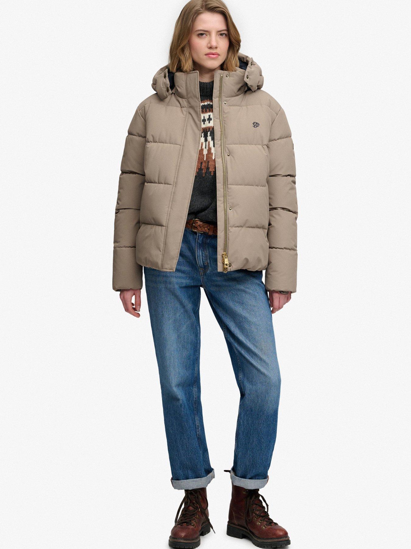 Image 3 of 7 of Superdry Superdry Premium Hood Puffer Jacket - Brown