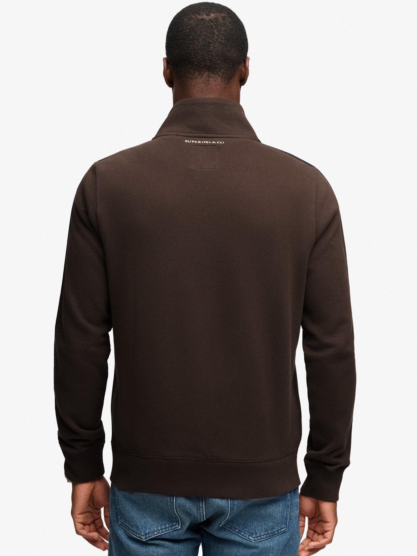 Image 2 of 5 of Superdry Mens Essential Retro Funnel Neck Full Zip Track Top - Brown