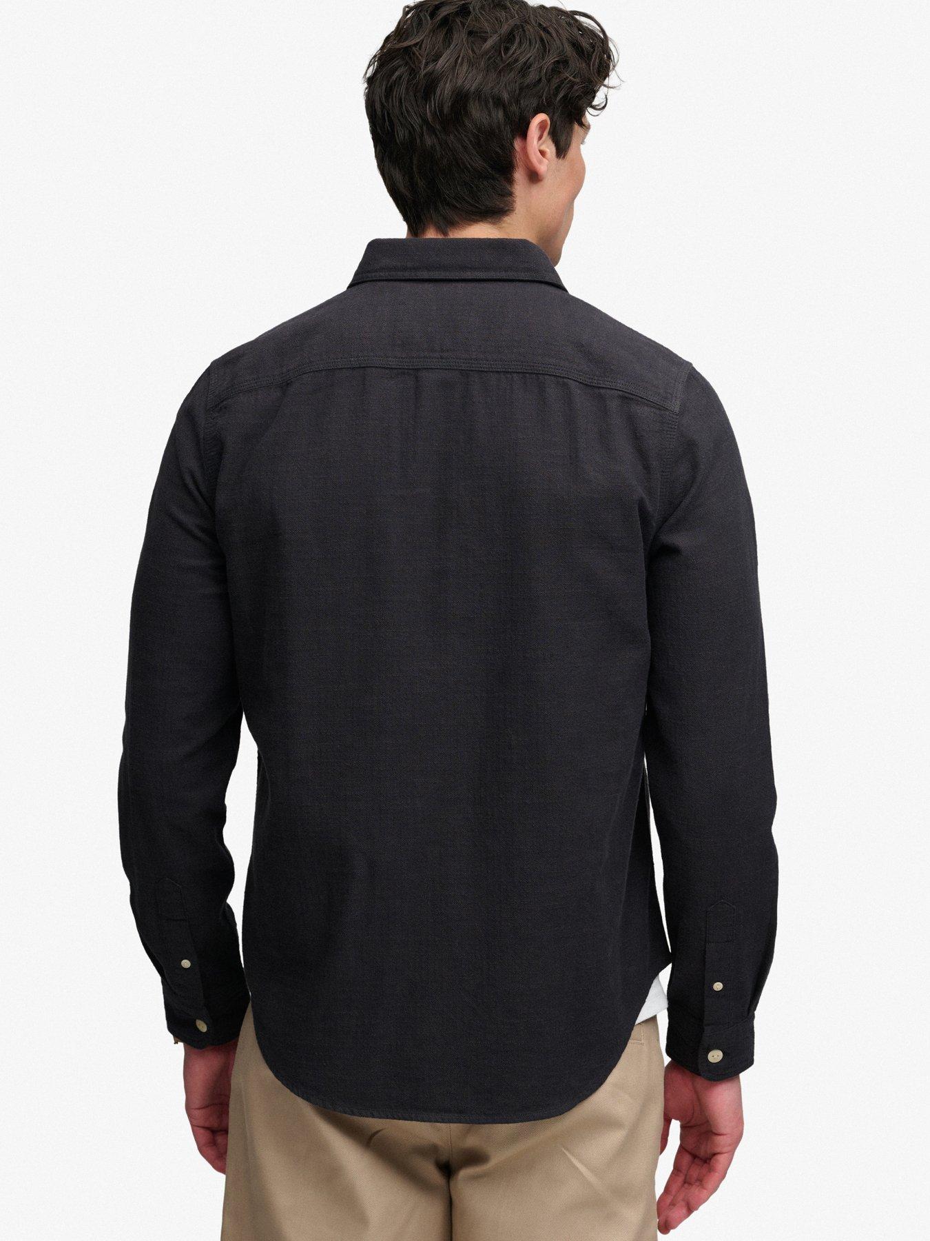 Image 2 of 6 of Superdry Mens Herringbone Relaxed Fit Workwear Shirt - Black