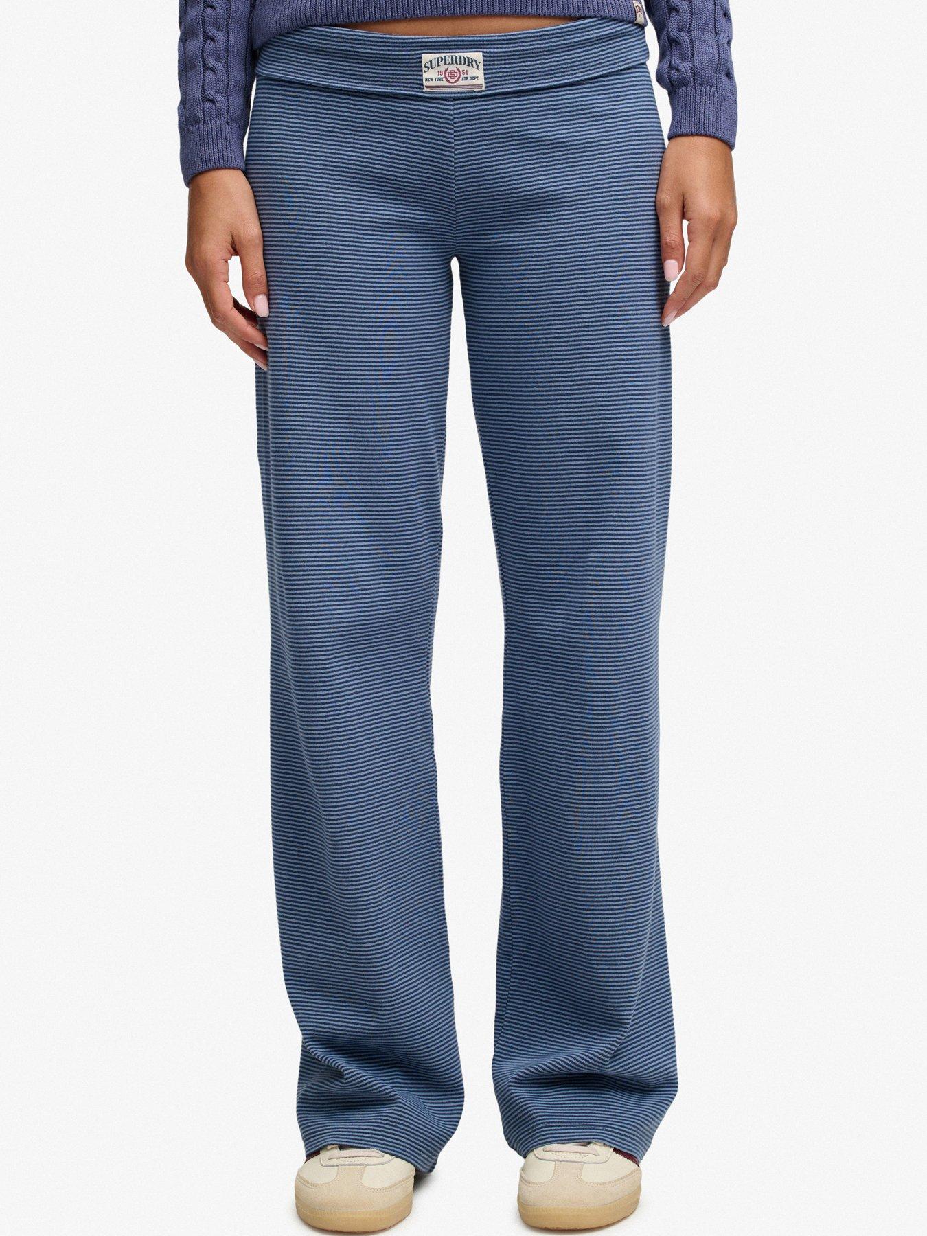 Image 1 of 7 of Superdry Superdry Ath Ess Stripe Jersey Trousers - Navy