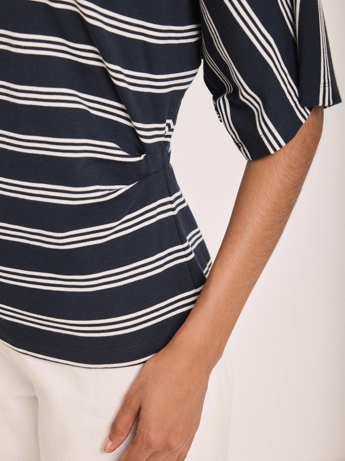 Image 3 of 6 of Mint Velvet Navy Stripe Batwing T-Shirt