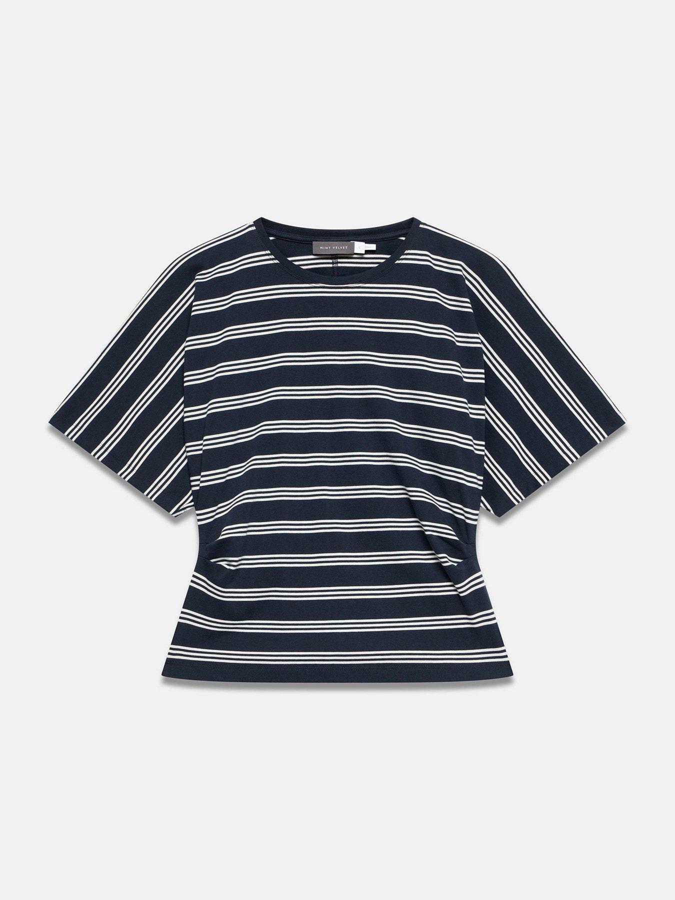 Image 5 of 6 of Mint Velvet Navy Stripe Batwing T-Shirt