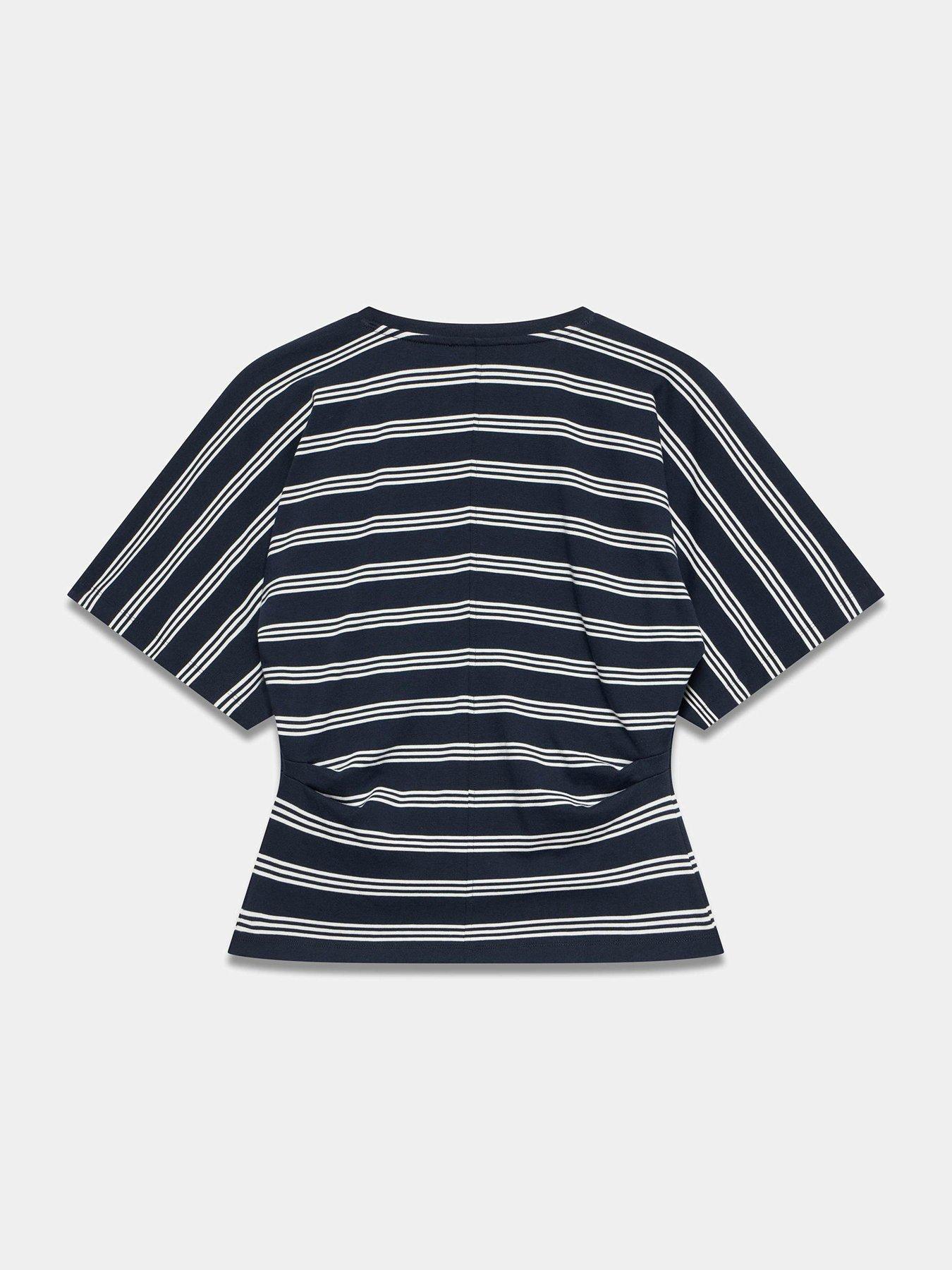 Image 6 of 6 of Mint Velvet Navy Stripe Batwing T-Shirt
