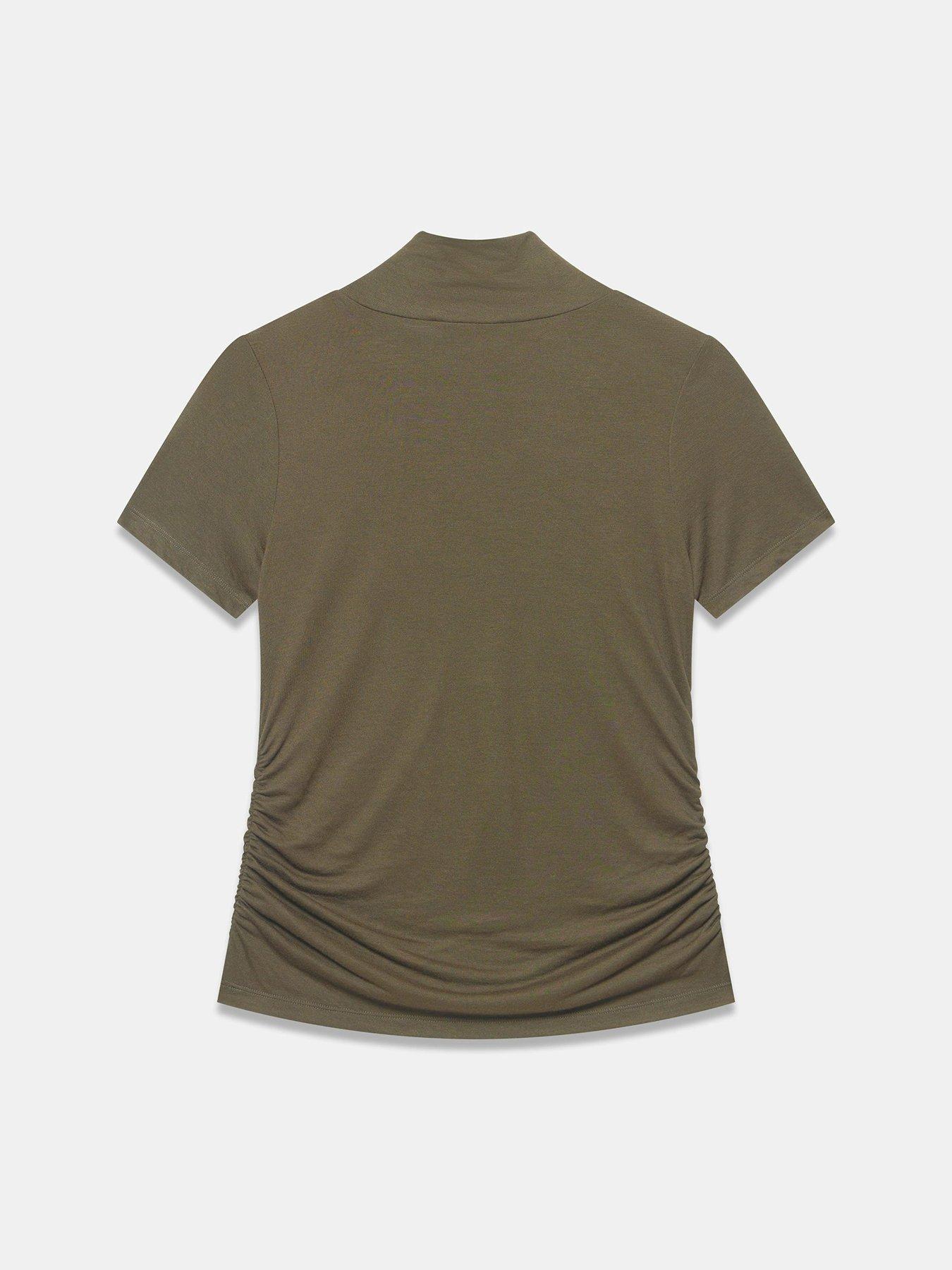 Image 6 of 6 of Mint Velvet Khaki High Neck Ruched Top